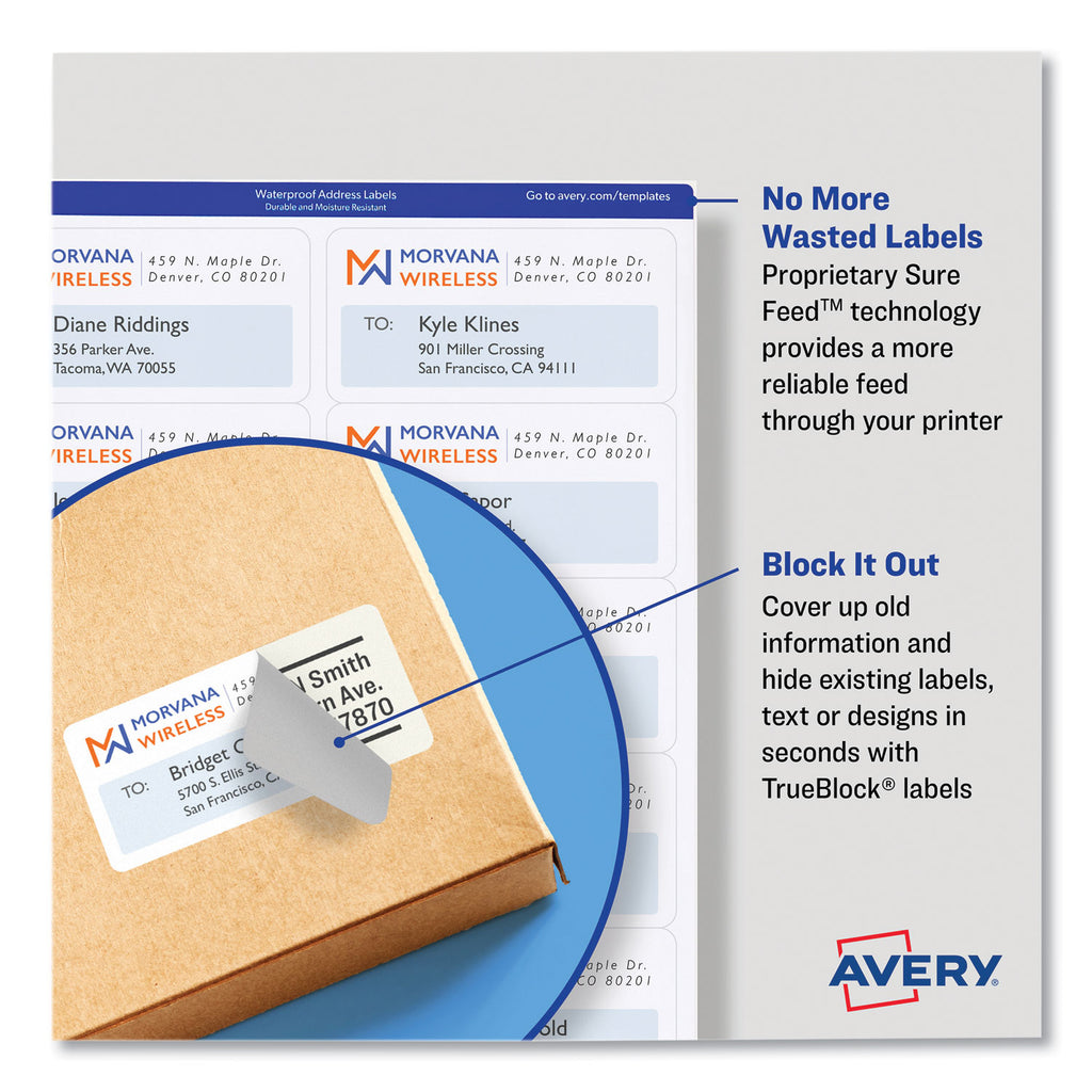 Shipping Labels with TrueBlock Technology, Inkjet Printers, 2.5 x 4, White, 8 Labels/Sheet, 25 Sheets/Pack