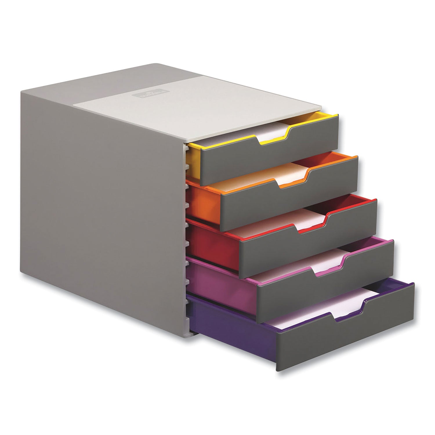 varicolor-stackable-plastic-drawer-box-5-drawers-letter-to-folio-size-files-115-x-14-x-11-gray_dbl760527 - 2
