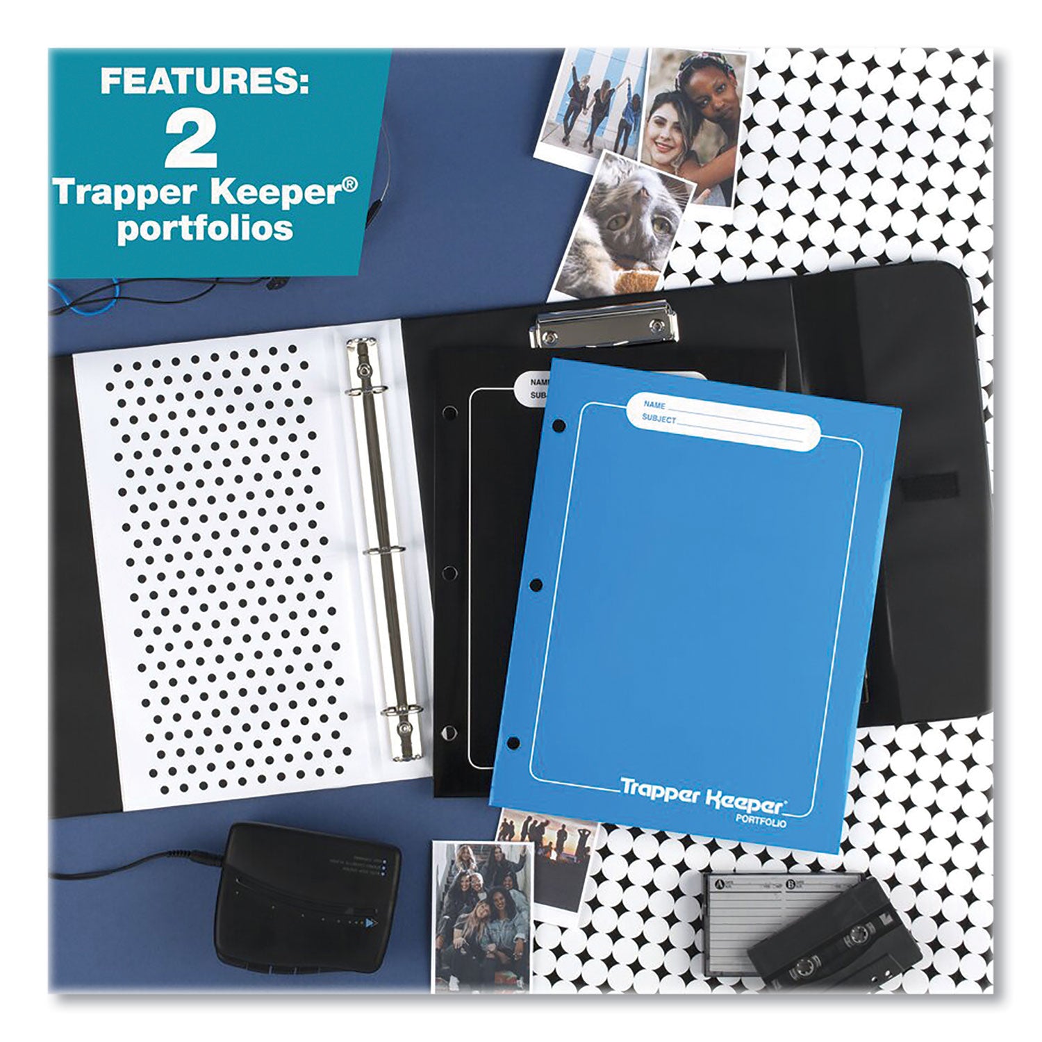 Trapper Keeper 3-Ring Pocket Binder, 1" Capacity, 11.25 x 12.19, Shapes