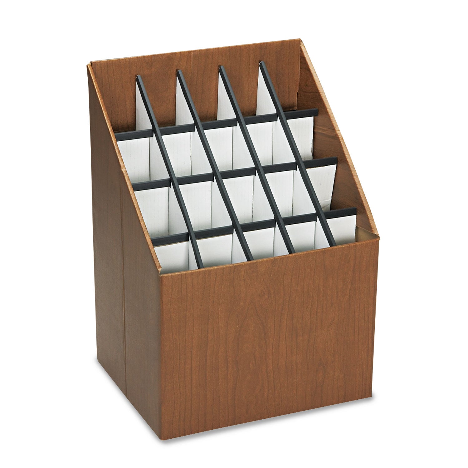 Corrugated Roll Files, 20 Compartments, 15w x 12d x 22h, Woodgrain - 