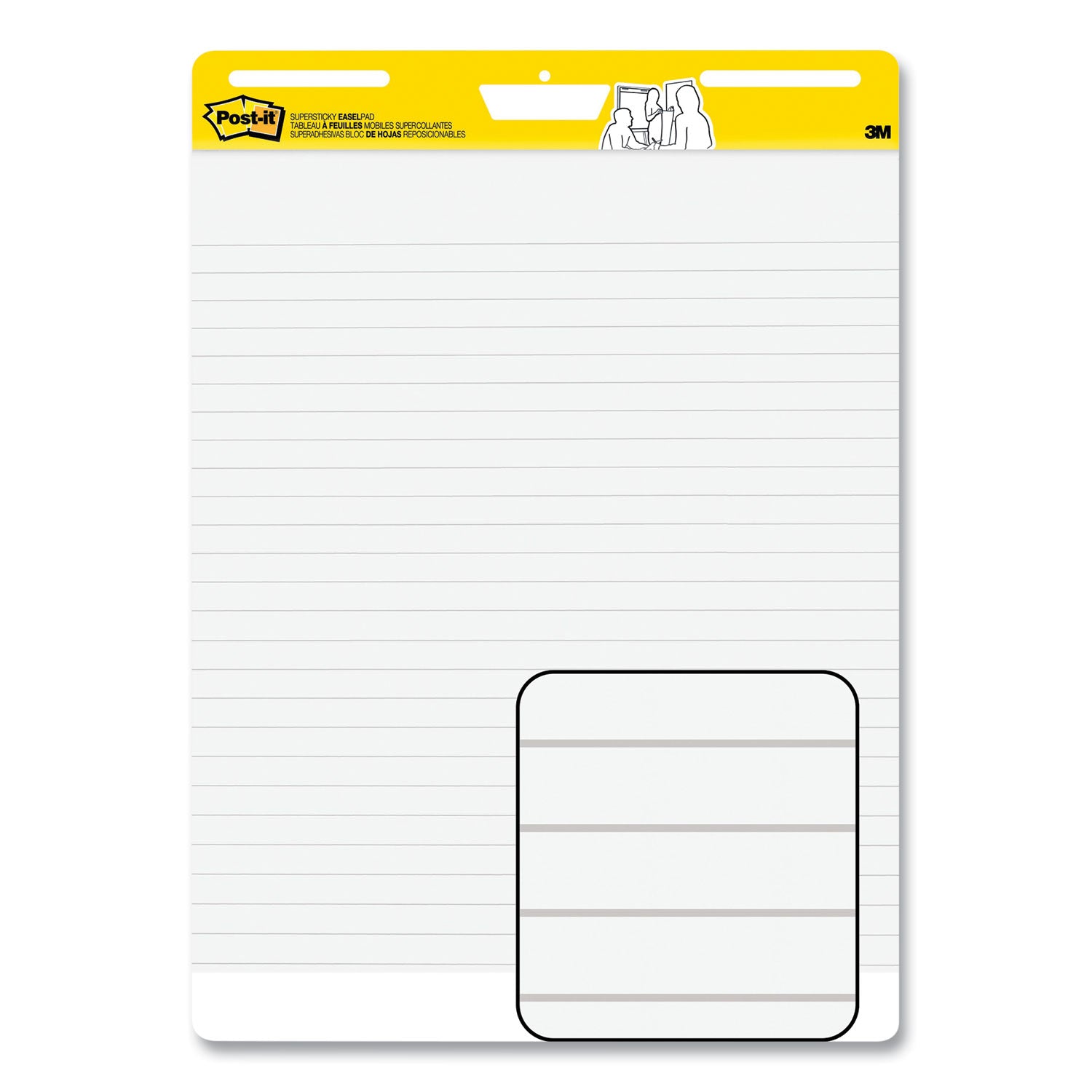 Vertical-Orientation Self-Stick Easel Pads, Wide Ruled, 25 x 30, White, 30 Sheets/Pad, 6 Pads/Pack