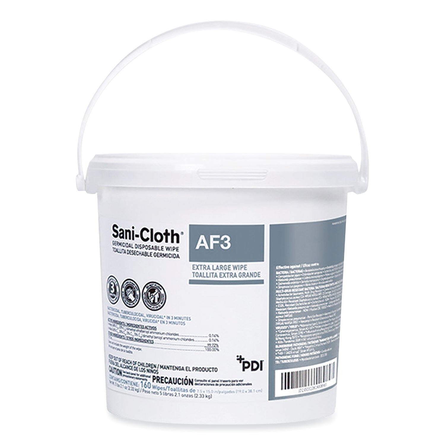 sani-cloth-af3-germicidal-disposable-wipes-extra-large-1-ply-75-x-15-unscented-white-160-wipes-pail-2-pails-carton_pdip1450p - 1