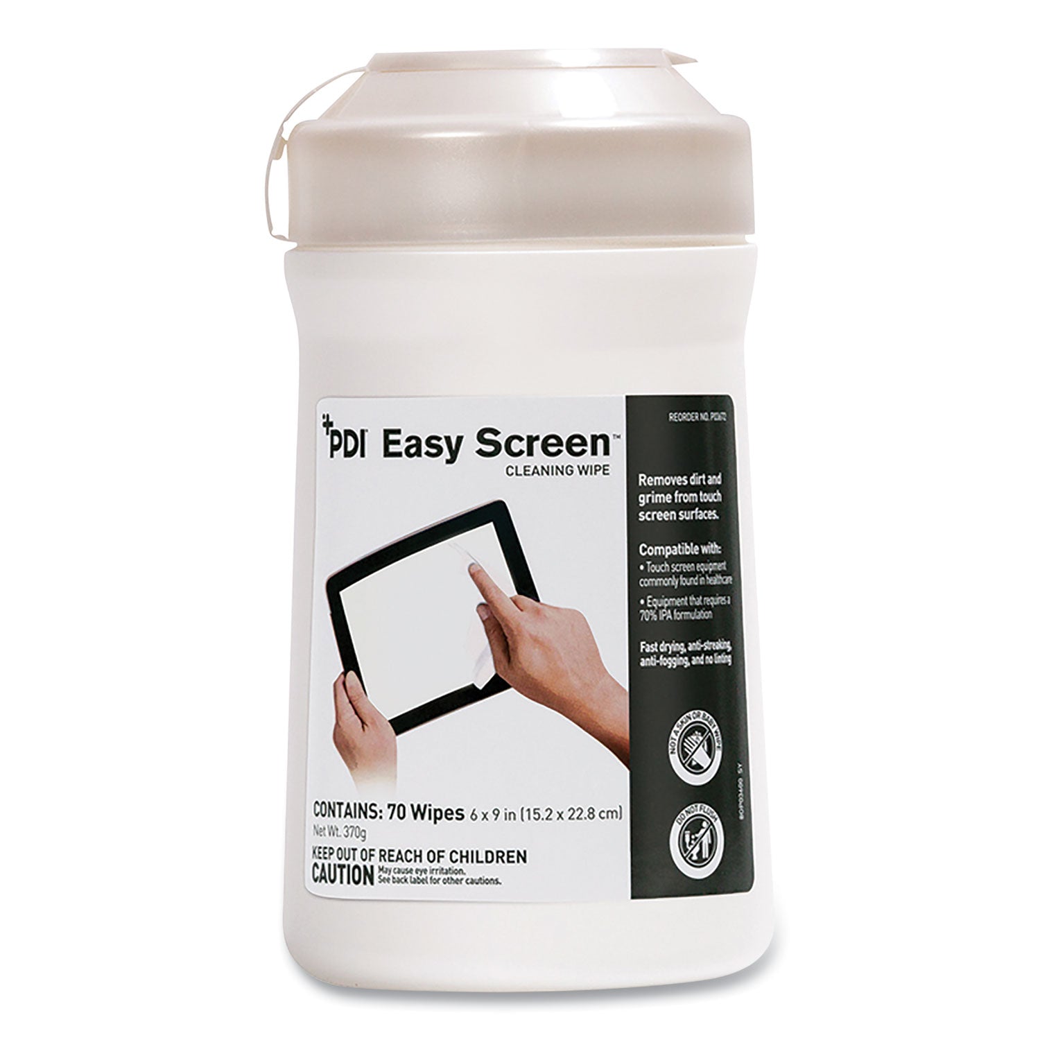 pdi-easy-screen-cleaning-wipes-1-ply-9-x-6-unscented-white-70-pack_pdip03672 - 1