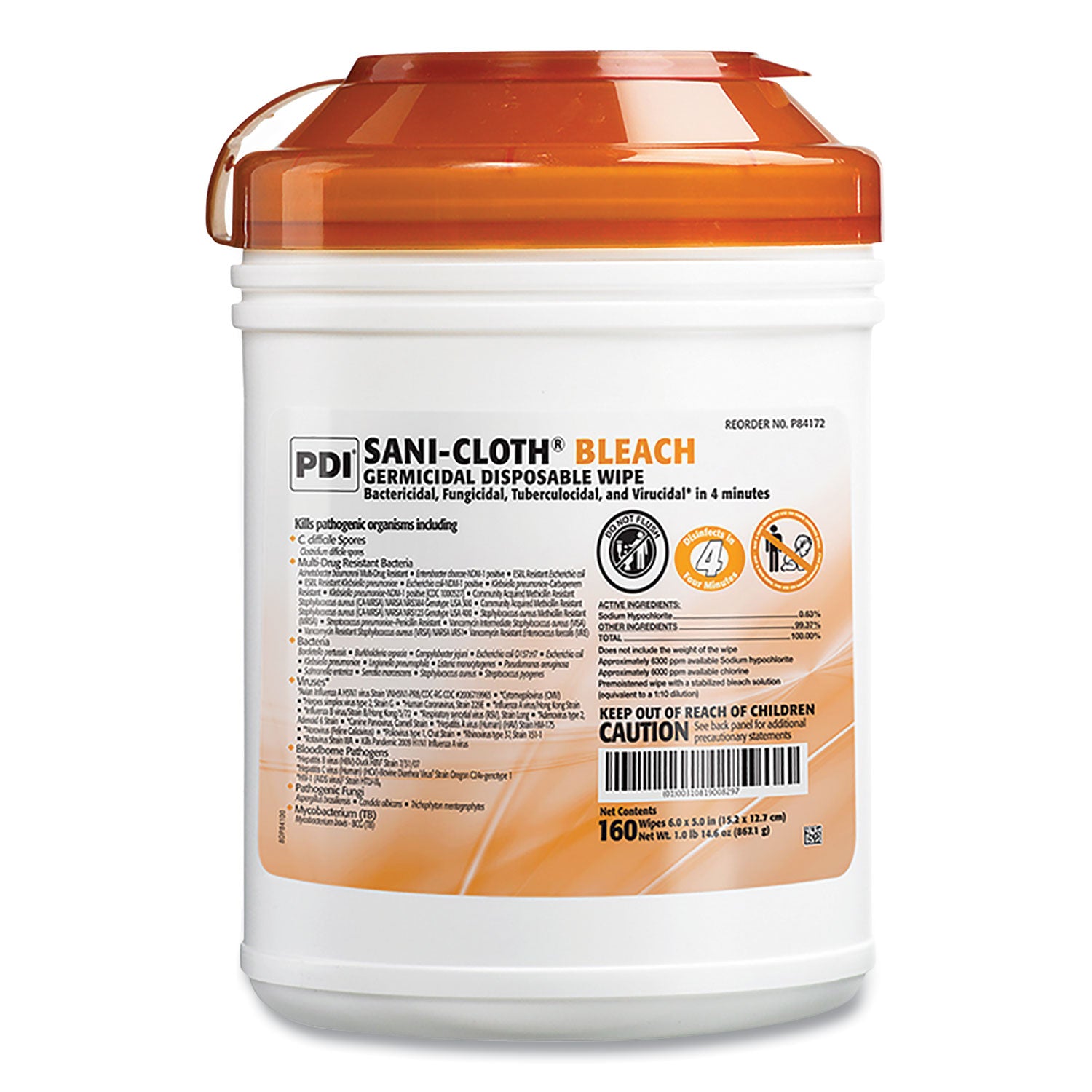 sani-cloth-bleach-germicidal-disposable-wipes-1-ply-6-x-5-unscented-white-160-canister-12-canisters-carton_pdip84172 - 1