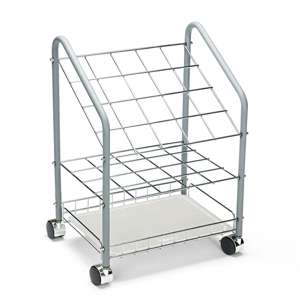 Safco Tabular Steel Wire Roll File - 3.75" Roll Diameter Supported - Locking Casters - Gray - Steel - 1 Each