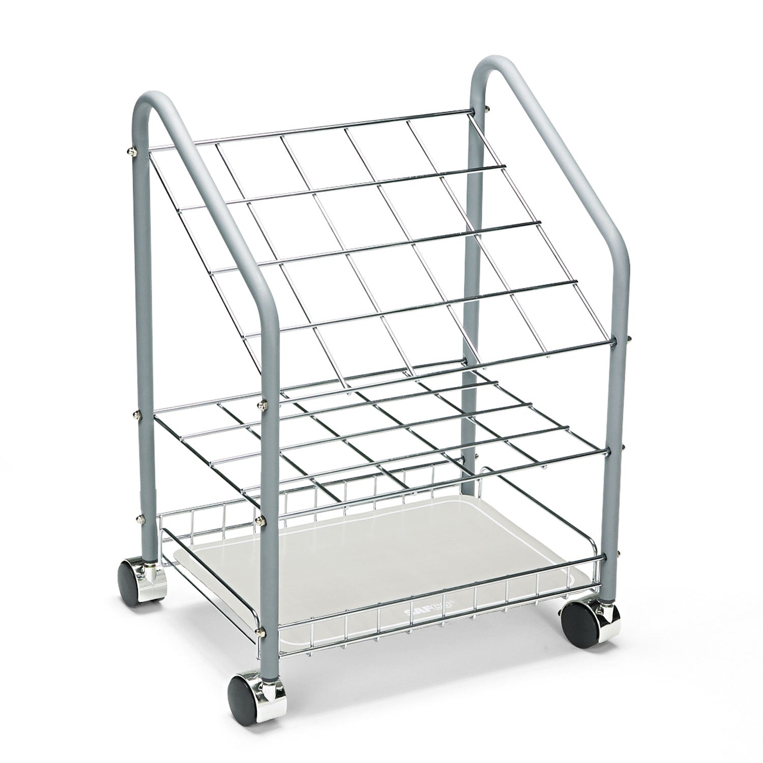 Safco Tabular Steel Wire Roll File - 3.75" Roll Diameter Supported - Locking Casters - Gray - Steel - 1 Each