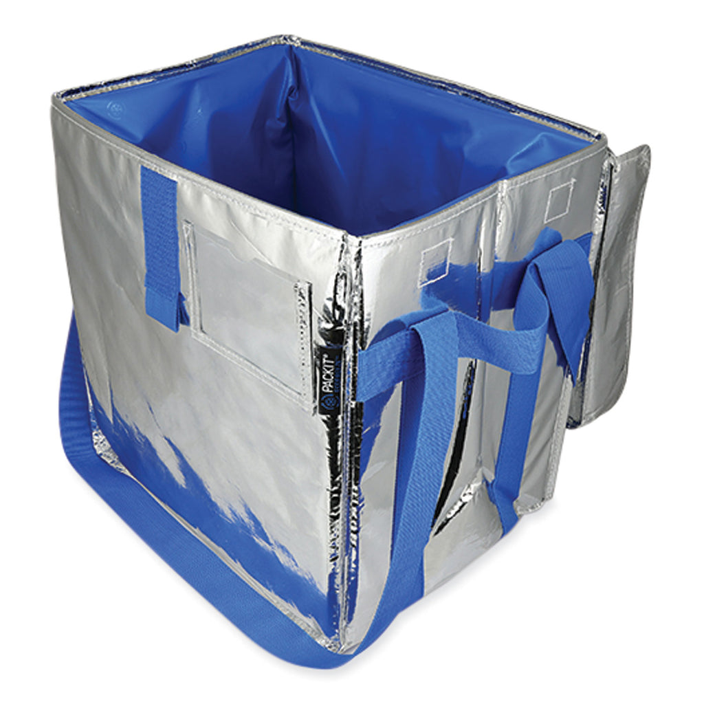Fresh Eco Freeze Tote, 13.5 x 9 x 13, Silver/Blue, 4/Carton