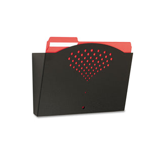 Steel Wall Pocket, Letter Size, 12" x 3" x 9", Black - 