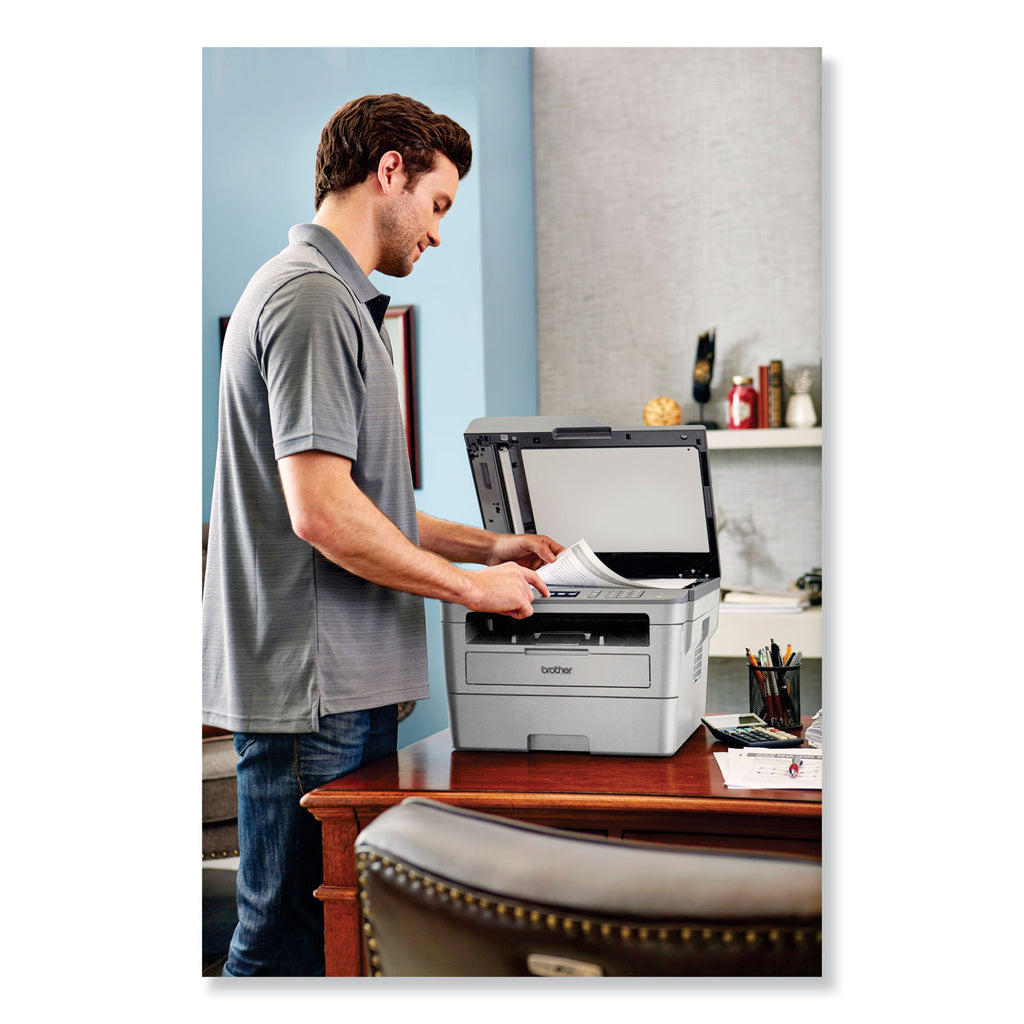 Brother Workhorse MFC-L2759DW Wireless Laser Multifunction Printer - Monochrome - Copier/Fax/Printer/Scanner - 36 ppm Mono Print - 2400 x 600 dpi Print - Automatic Duplex Print - Up to 15000 Pages Monthly - 250 sheets Input - Color Flatbed Scanner - - 5