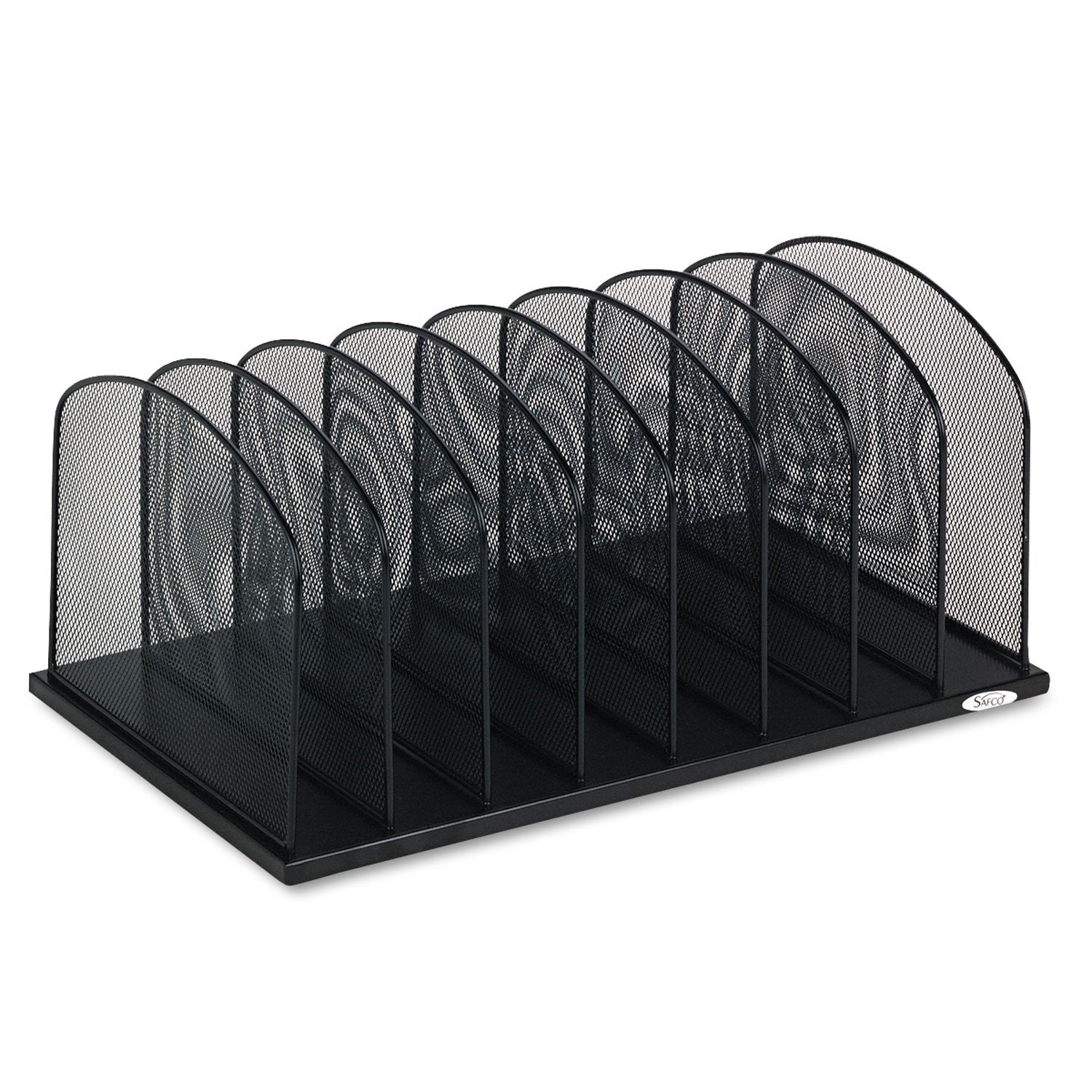 Onyx Mesh Desk Organizer with Upright Sections, 8 Sections, Letter to Legal Size Files, 19.5" x 11.5" x 8.25", Black - 