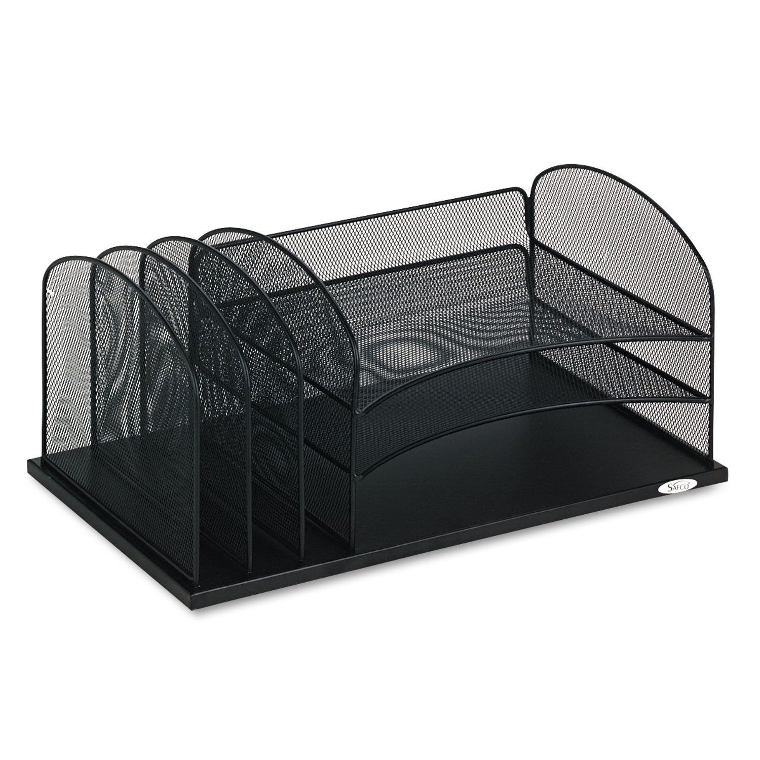 Onyx Desk Organizer with Three Horizontal and Three Upright Sections, Letter Size Files, 19.5 x 11.5 x 8.25, Black - 