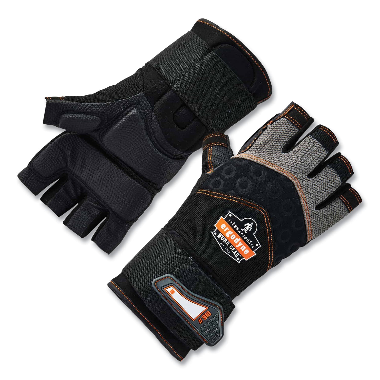 proflex-910-half-finger-impact-gloves-+-wrist-support-black-large-pair-ships-in-1-3-business-days_ego17714 - 1