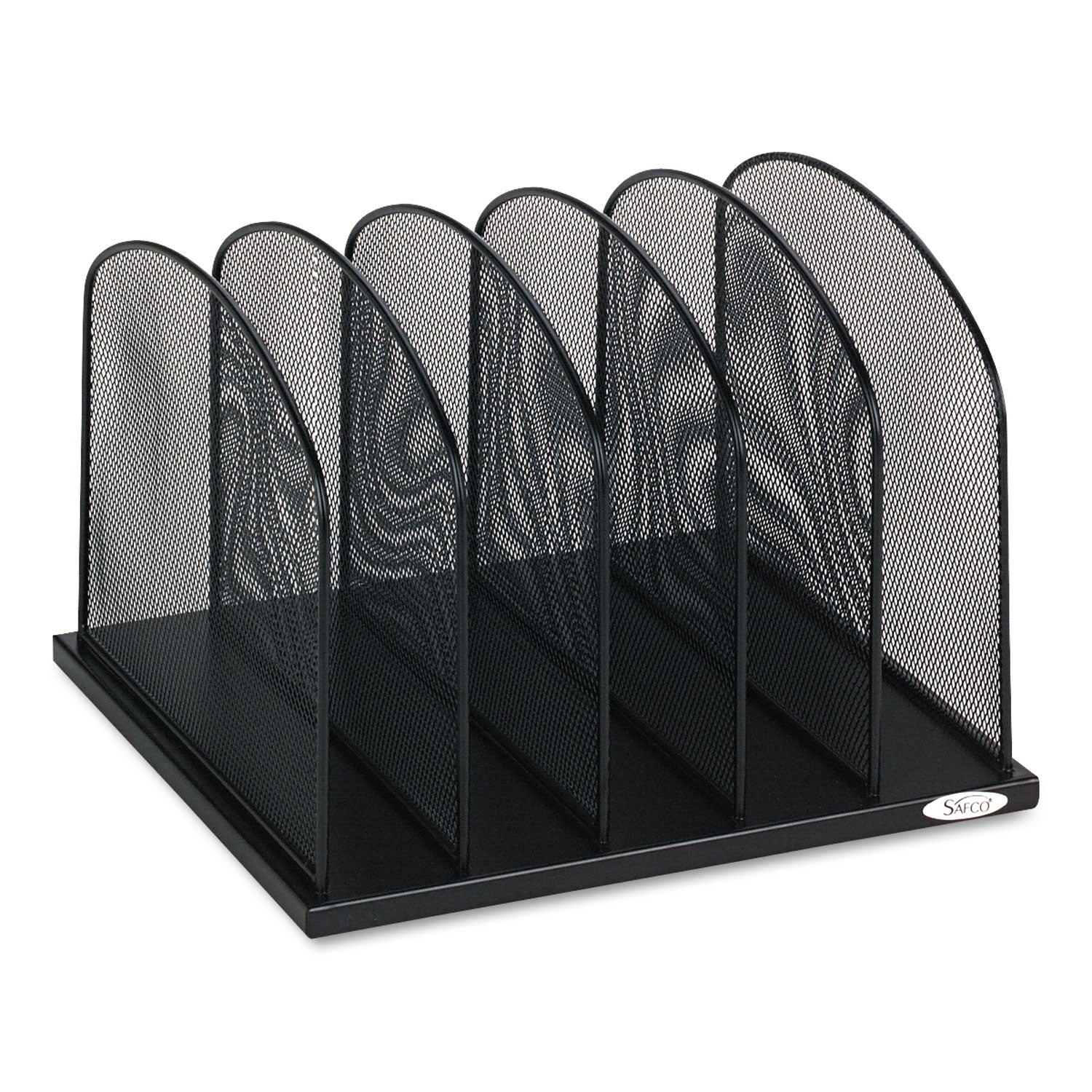 Onyx Mesh Desk Organizer with Upright Sections, 5 Sections, Letter to Legal Size Files, 12.5" x 11.25" x 8.25", Black - 