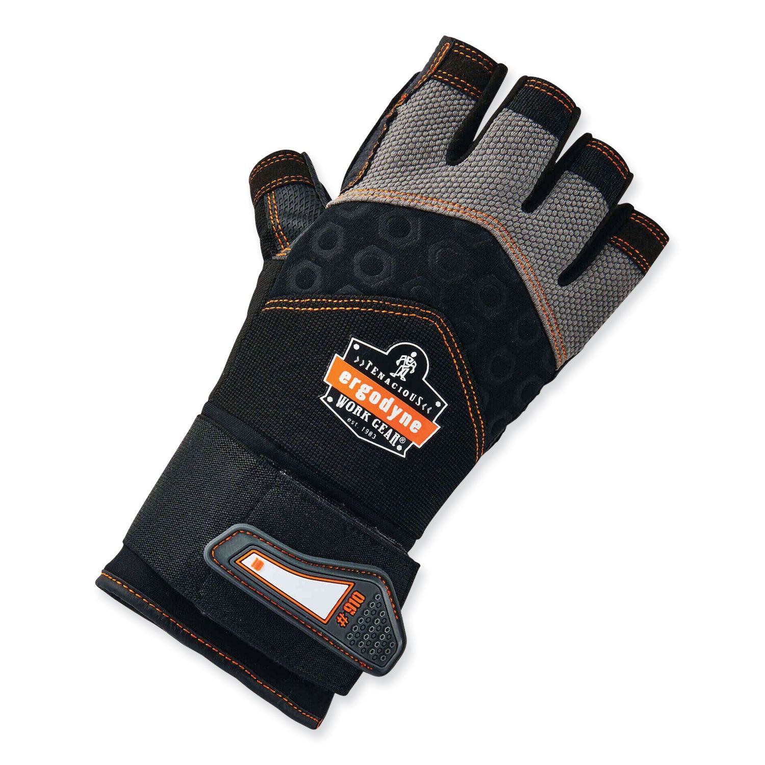 proflex-910-half-finger-impact-gloves-+-wrist-support-black-medium-pair-ships-in-1-3-business-days_ego17713 - 2