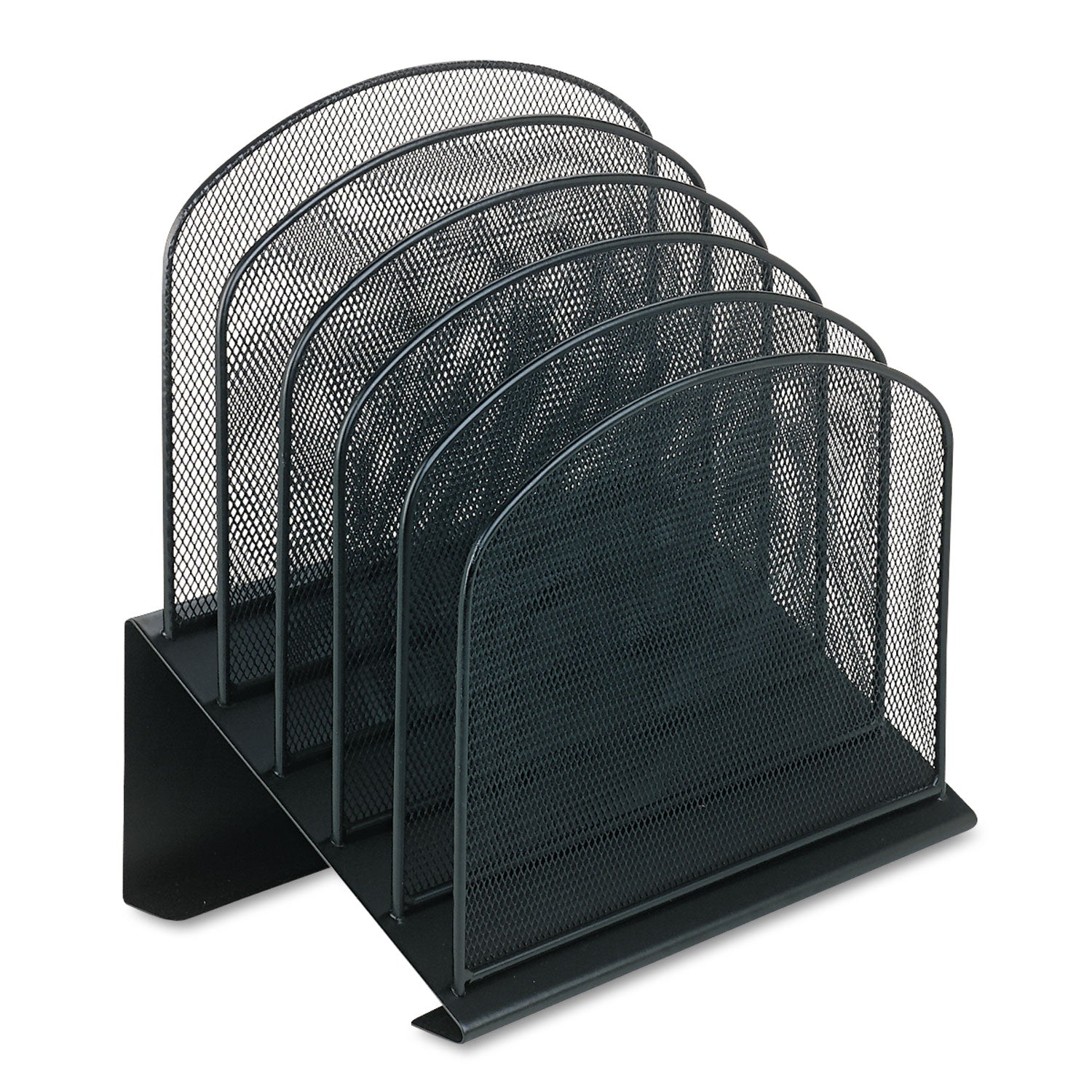 Onyx Mesh Desk Organizer with Tiered Sections, 5 Sections, Letter to Legal Size Files, 11.25" x 7.25" x 12", Black - 