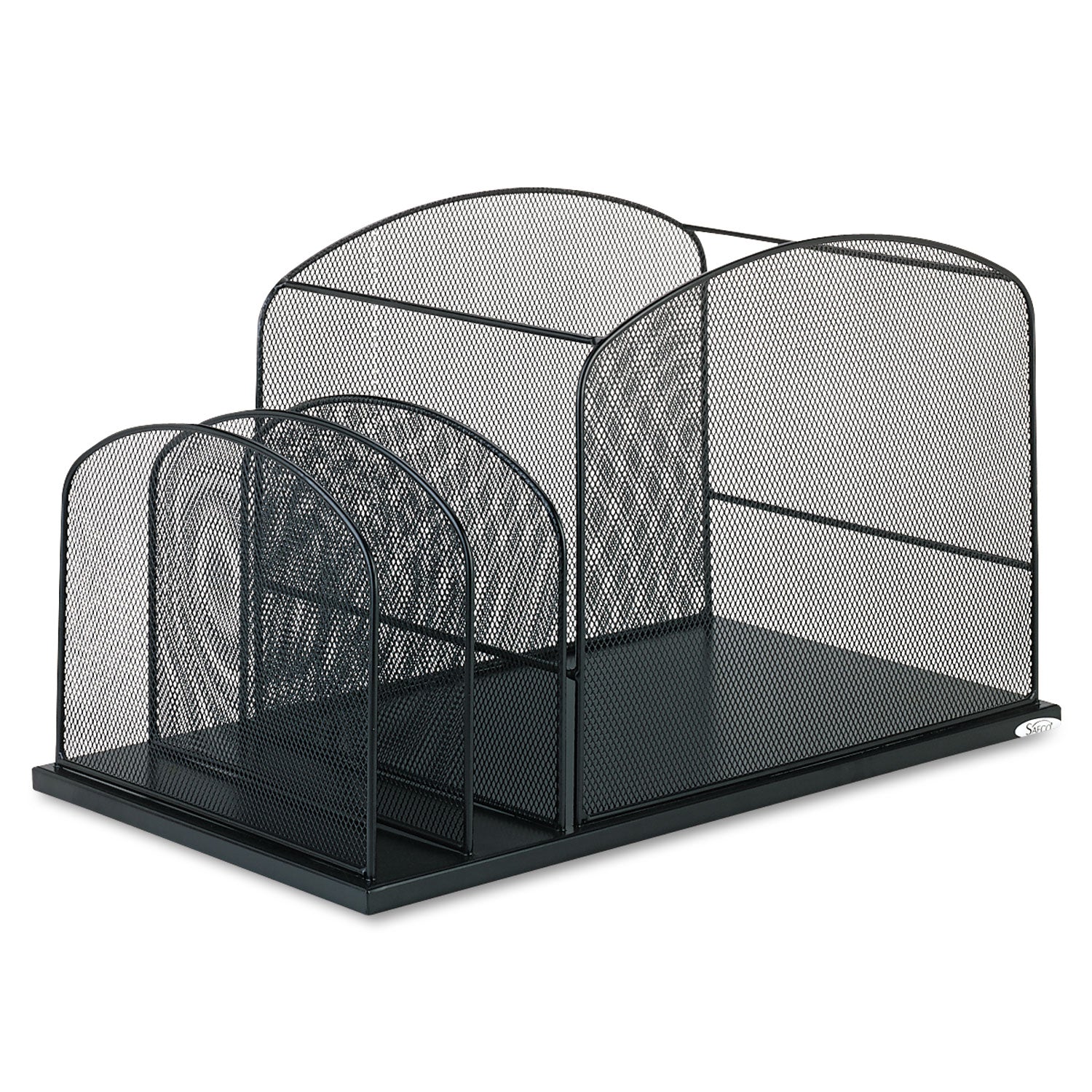 Onyx Mesh Desktop Hanging File With Two Upright Sections, 3 Sections, Letter Size, 11.5" Long, Black - 
