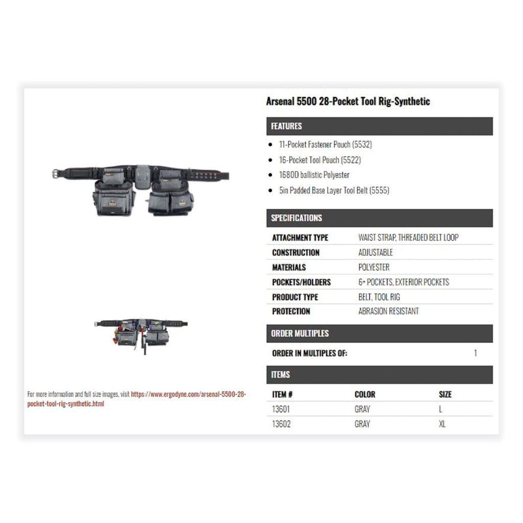 arsenal-5500-28-pocket-synthetic-tool-rig-fits-waist-40-to-54-polyester-gray-ships-in-1-3-business-days_ego13602 - 3