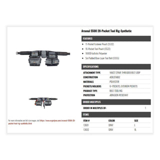 arsenal-5500-28-pocket-synthetic-tool-rig-fits-waist-40-to-54-polyester-gray-ships-in-1-3-business-days_ego13602 - 3