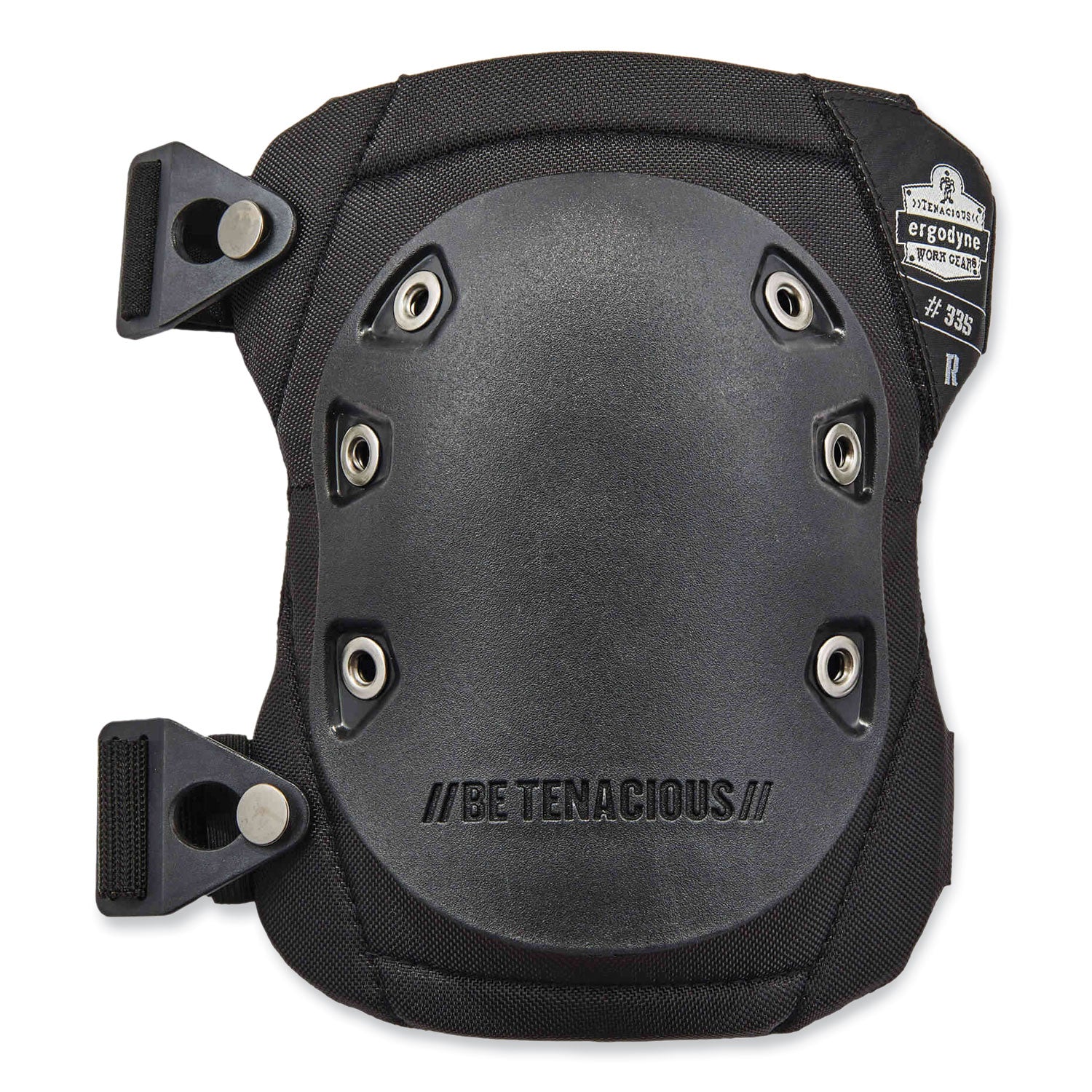 ProFlex 335 Slip-Resistant Rubber Cap Knee Pads, Buckle Closure, One Size, Black Cap, Pair, Ships in 1-3 Business Days
