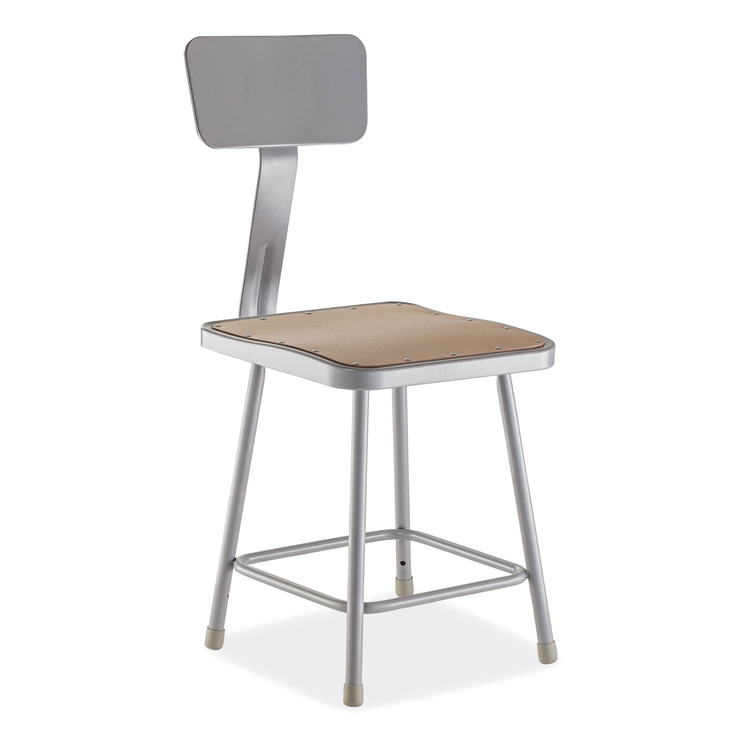 6300 Series HD Square Seat Stool w/Backrest, Supports 500 lb, 17.5" Seat Ht, Brown Seat,Gray Back/Base, Ships in 1-3 Bus Days