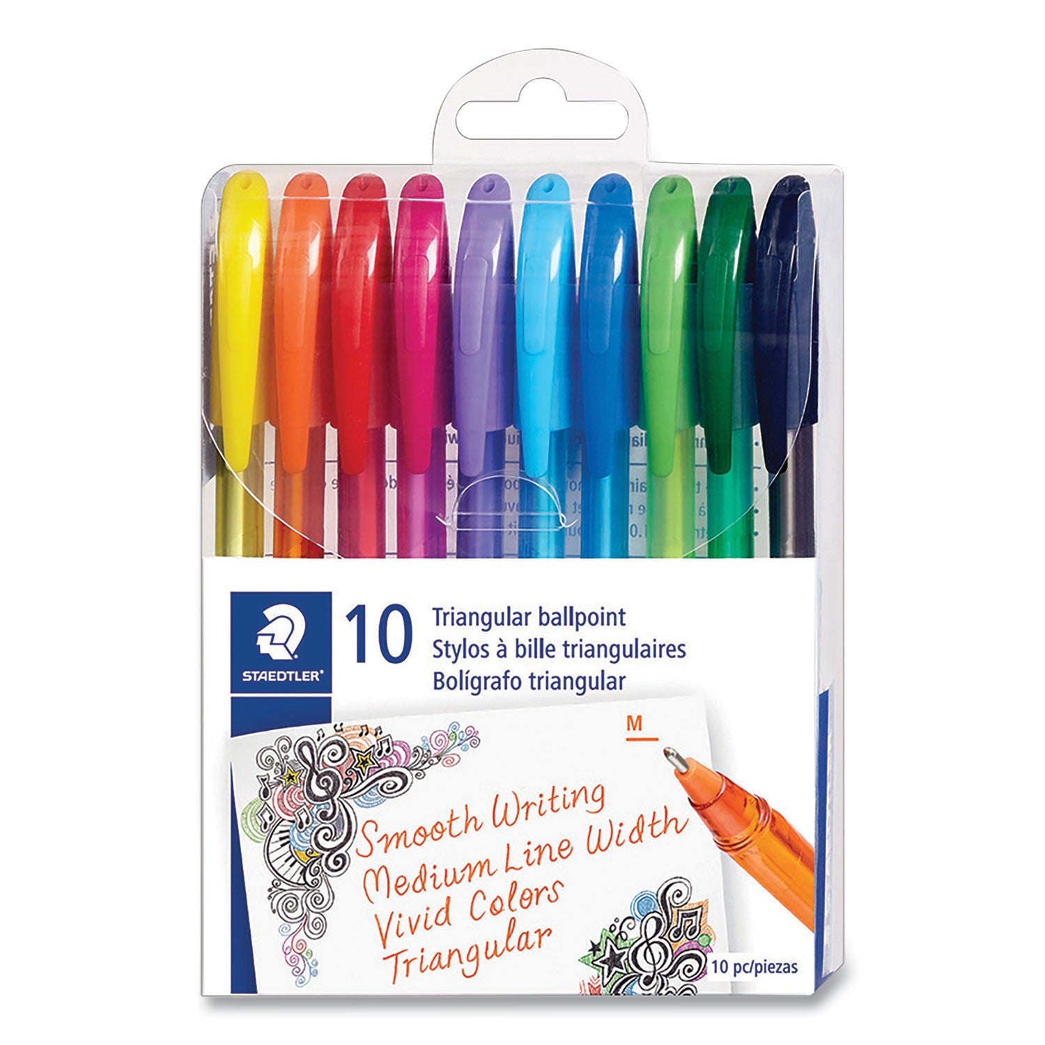 triplus-ballpoint-pen-stick-medium-1-mm-assorted-ink-and-barrel-colors-10-pack_std4320mtb10 - 1