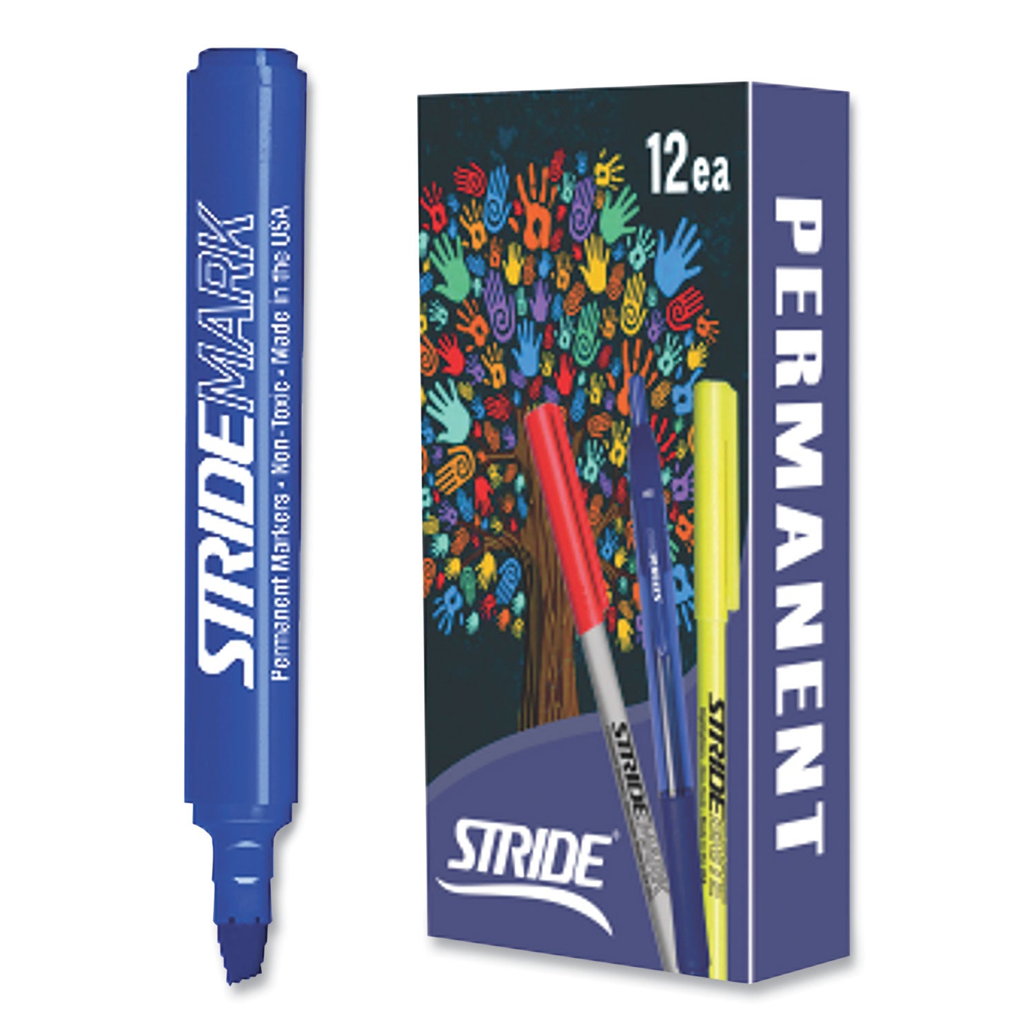 stridemark-tank-permanent-marker-broad-chisel-tip-blue-12-pack_stw22002 - 2