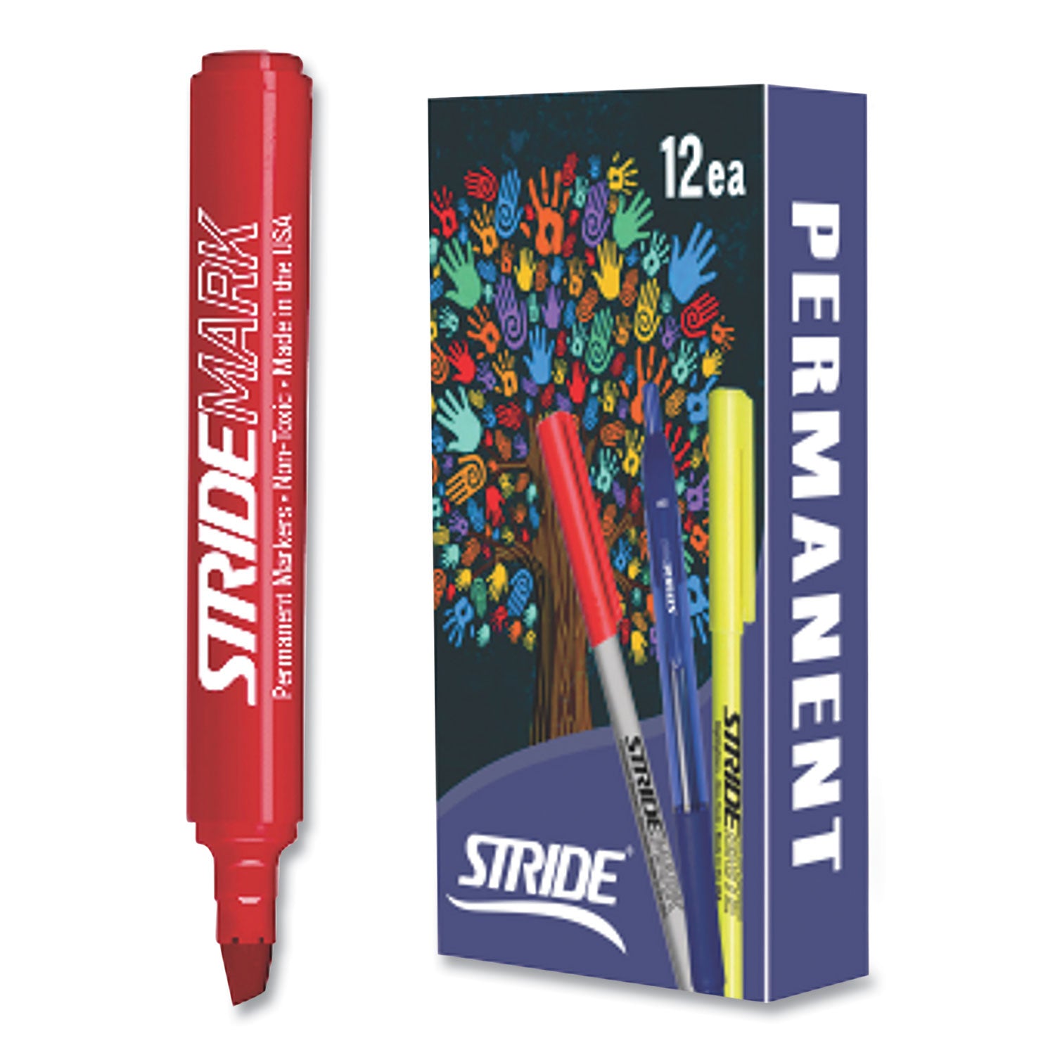 stridemark-permanent-marker-fine-bullet-tip-red-12-pack_stw22003 - 2