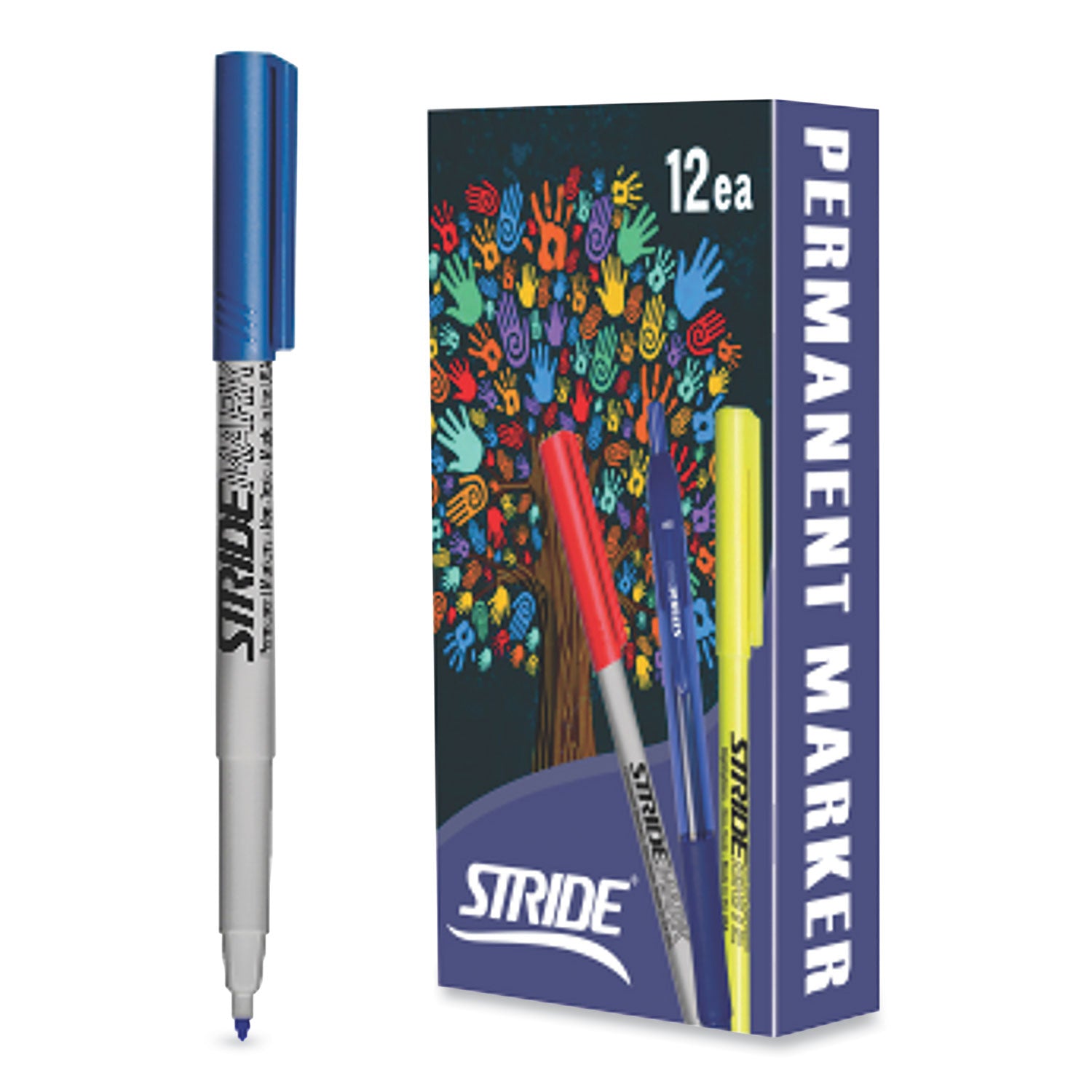 stridemark-permanent-marker-fine-bullet-tip-blue-12-pack_stw27002 - 2