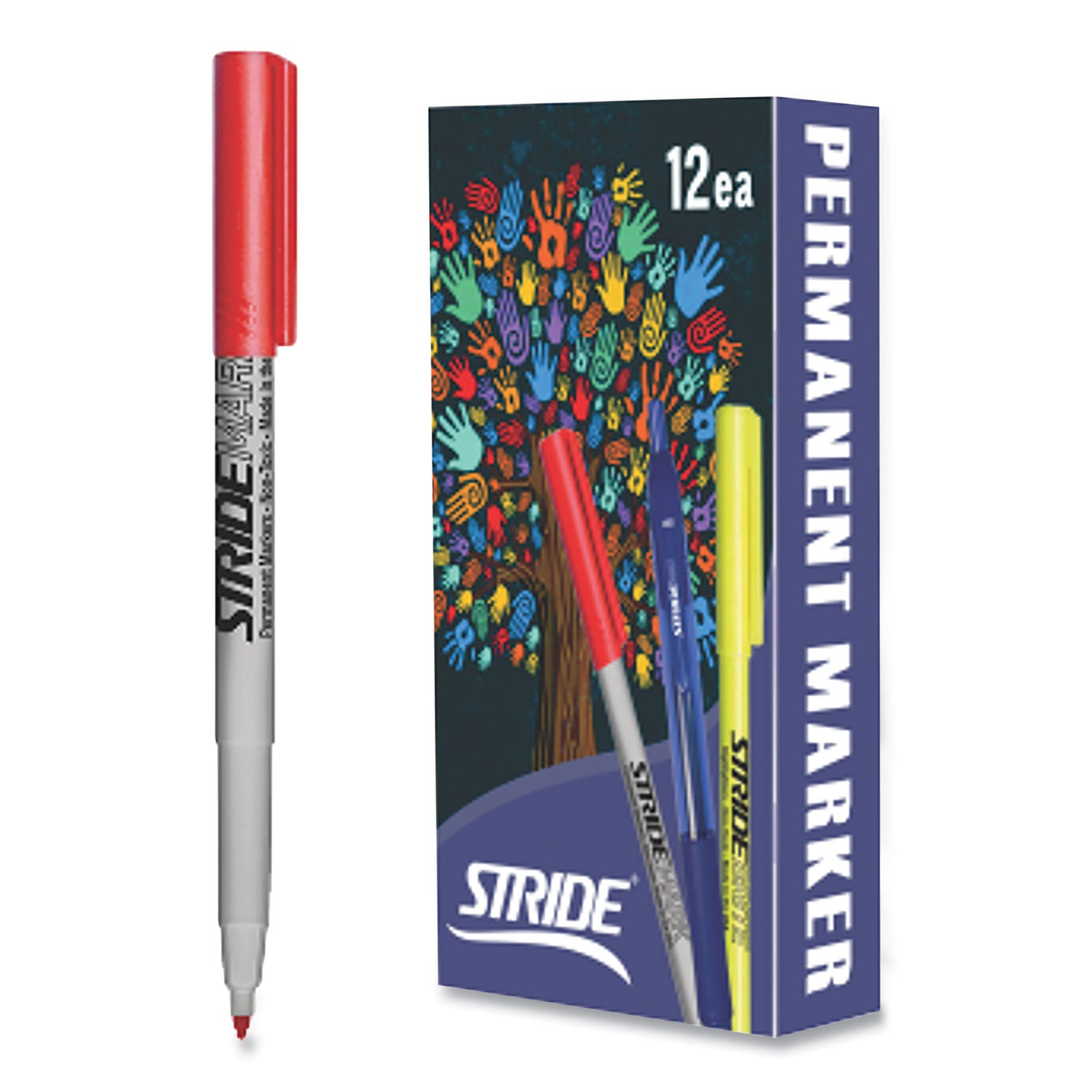 stridemark-tank-permanent-marker-broad-chisel-tip-red-12-pack_stw27003 - 2