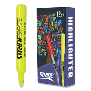 stridebrite-tank-highlighter-fluorescent-yellow-ink-chisel-tip-yellow-barrel-12-box_stw42005 - 2