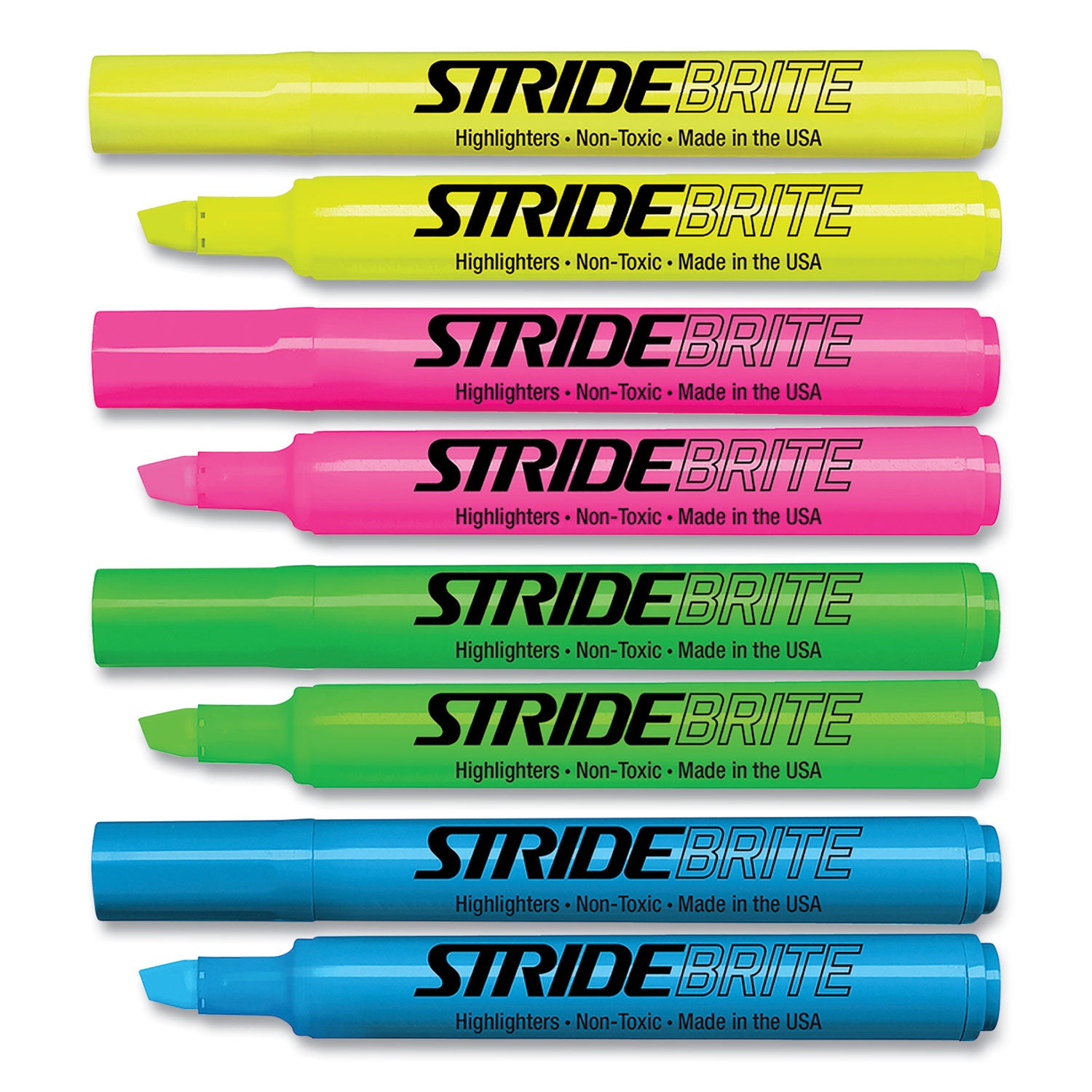 StrideBrite Tank Highlighter, Assorted Ink Colors, Chisel Tip, Assorted Barrel Colors, 12/Pack