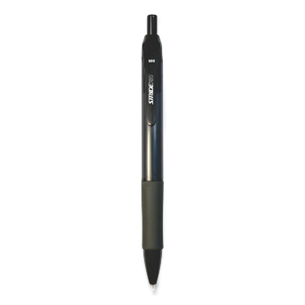 StrideRio Gel Pen, Retractable, Medium 0.7 mm, Black Ink, Translucent Black Barrel, 12/Box