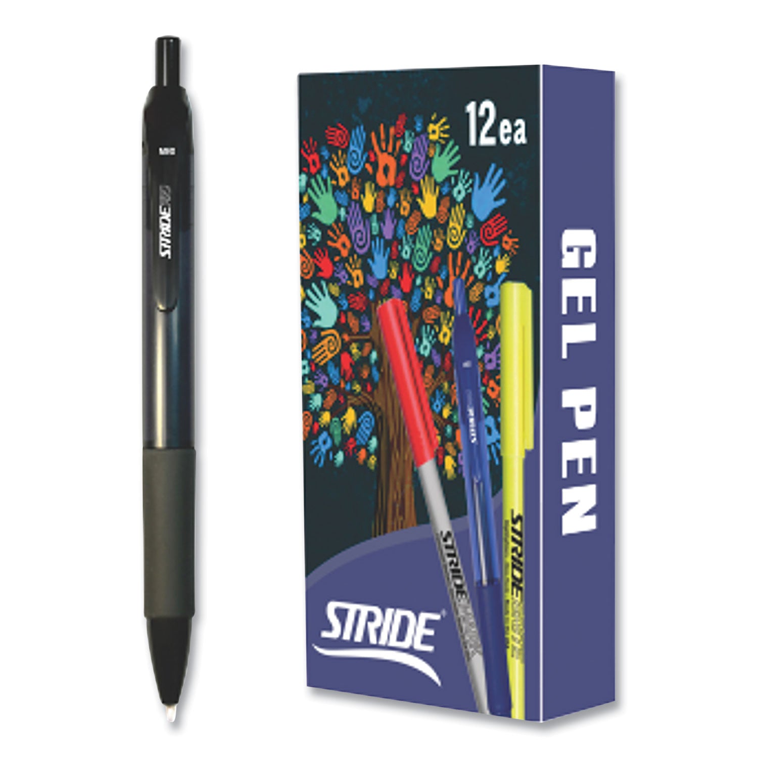 striderio-gel-pen-retractable-medium-07-mm-black-ink-translucent-black-barrel-12-box_stw52001 - 2