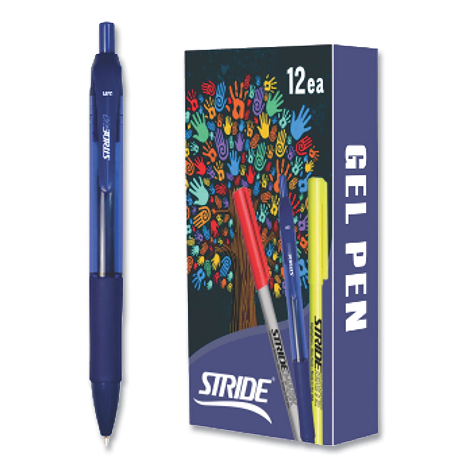 StrideRio Gel Pen, Retractable, Medium 0.7 mm, Blue Ink, Translucent Blue Barrel, 12/Box