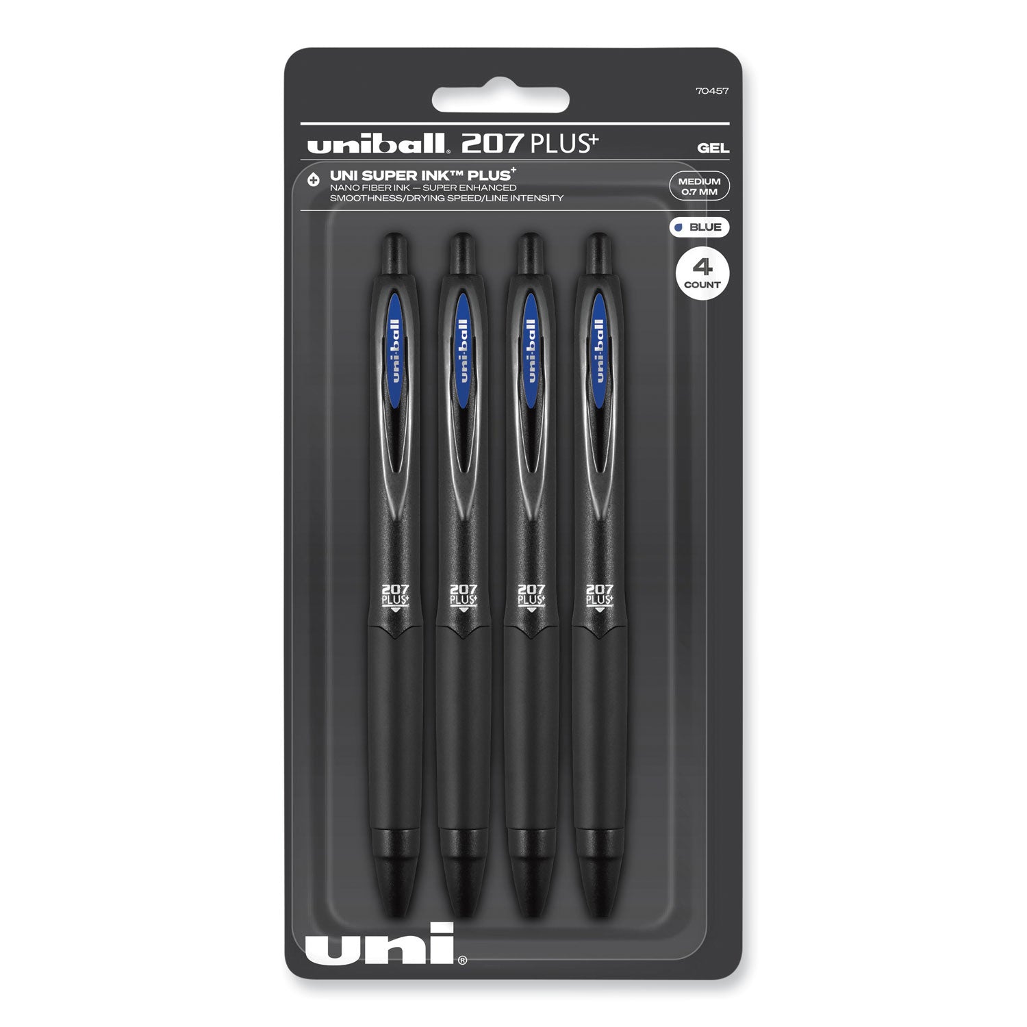 207-plus+-gel-pen-retractable-medium-07-mm-blue-ink-black-barrel-4-pack_ubc70457 - 1