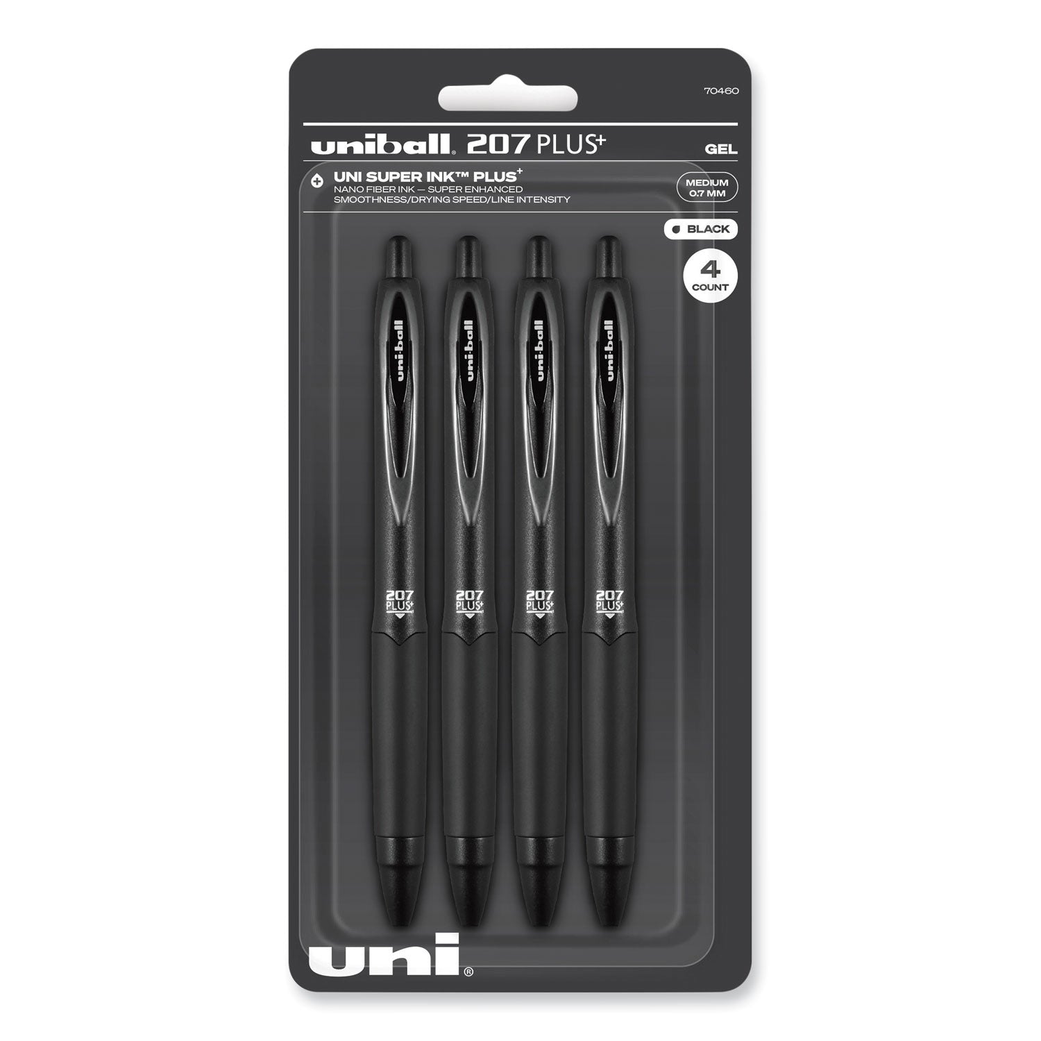 207-plus+-gel-pen-retractable-medium-07-mm-black-ink-black-barrel-4-pack_ubc70460 - 1