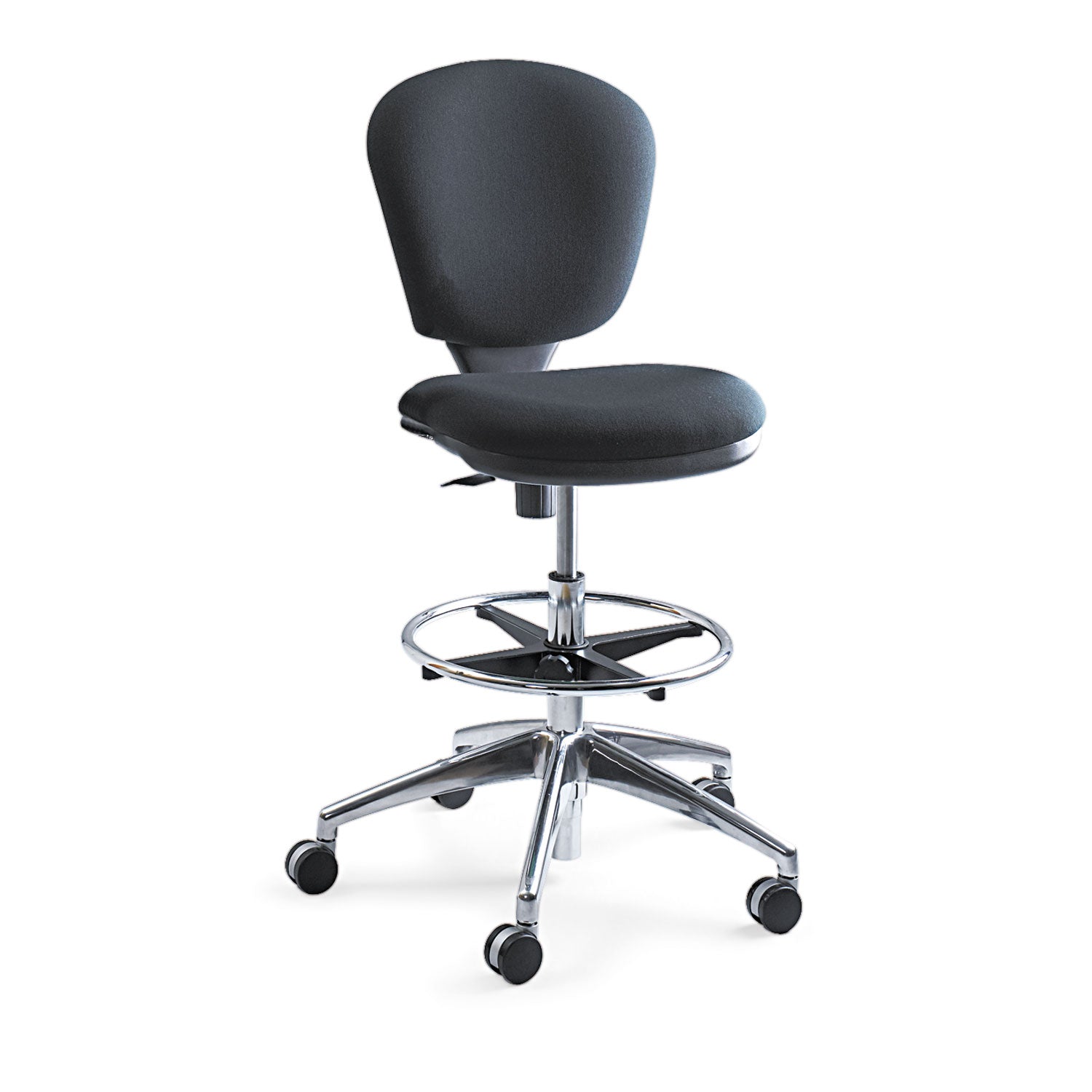 Metro Collection Extended-Height Chair, Supports Up to 250 lb, 23" to 33" Seat Height, Black Seat/Back, Chrome Base - 