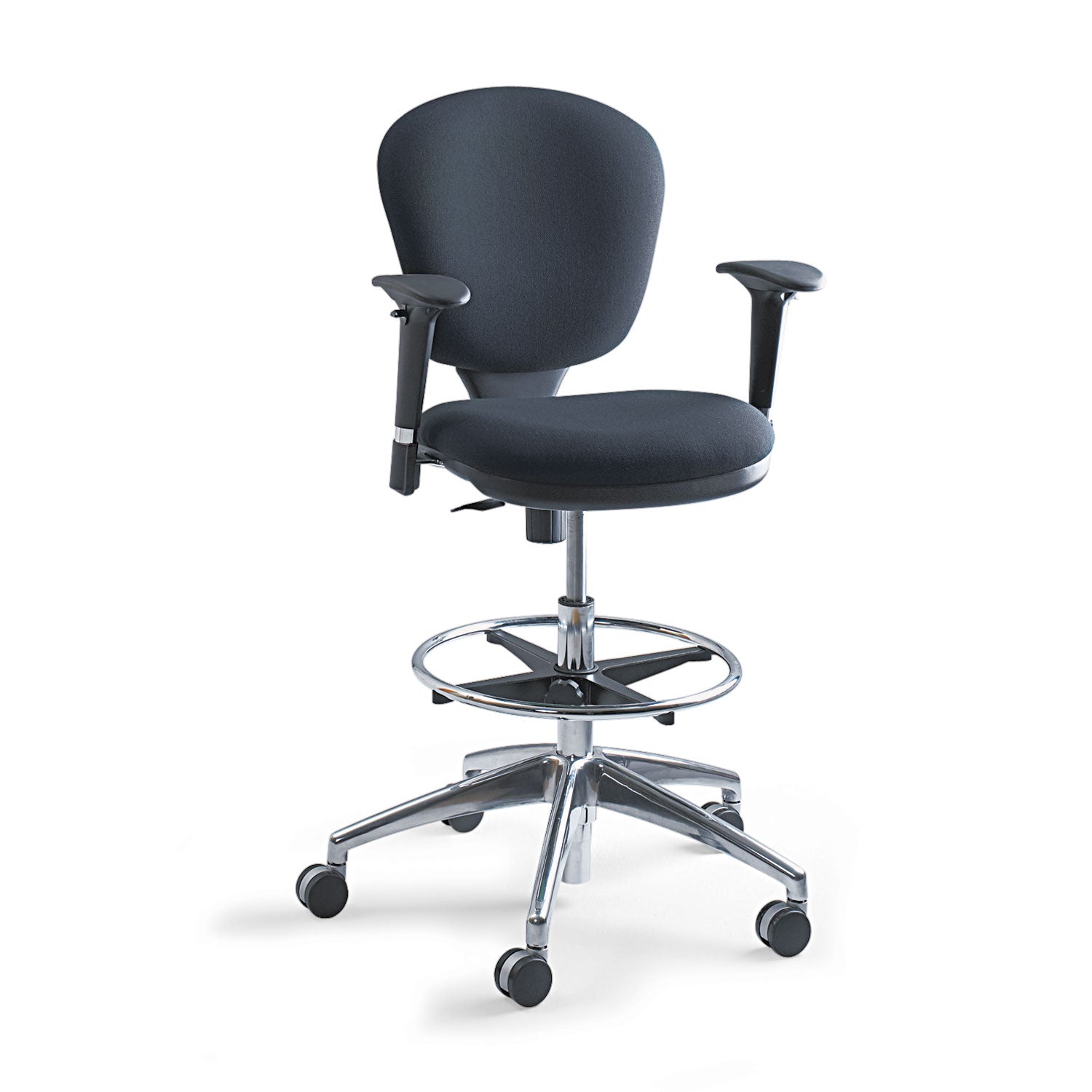 Metro Collection Extended-Height Chair, Supports Up to 250 lb, 23" to 33" Seat Height, Black Seat/Back, Chrome Base - 
