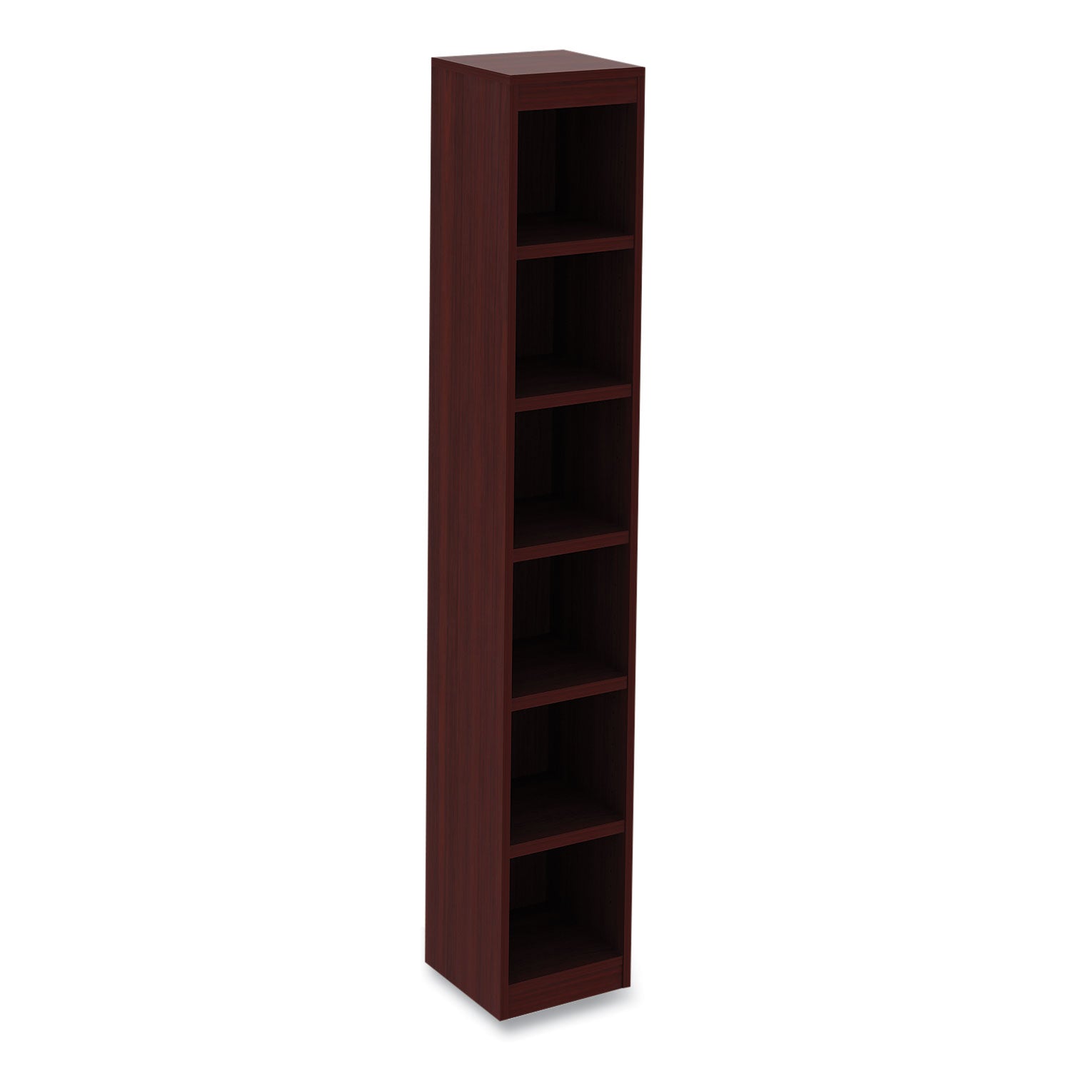 alera-valencia-series-narrow-profile-bookcase-six-shelf-1181w-x-1181d-x-7173h-mahogany_aleva67212my - 1