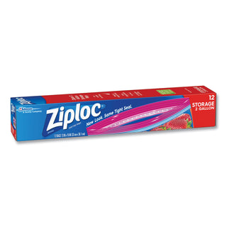 Double Zipper Storage Bags, 8 qt, 13" x 15", Clear, 12/Box