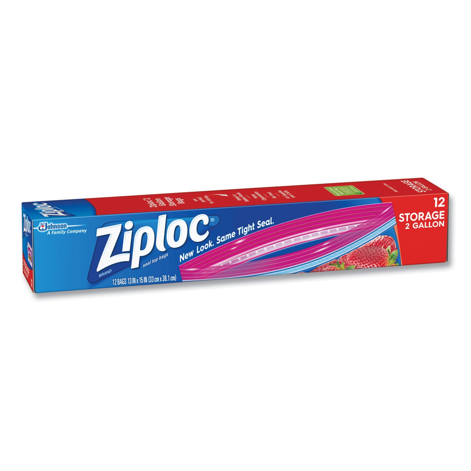 Double Zipper Storage Bags, 8 qt, 13" x 15", Clear, 12/Box