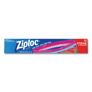 Double Zipper Storage Bags, 8 qt, 13" x 15", Clear, 12/Box
