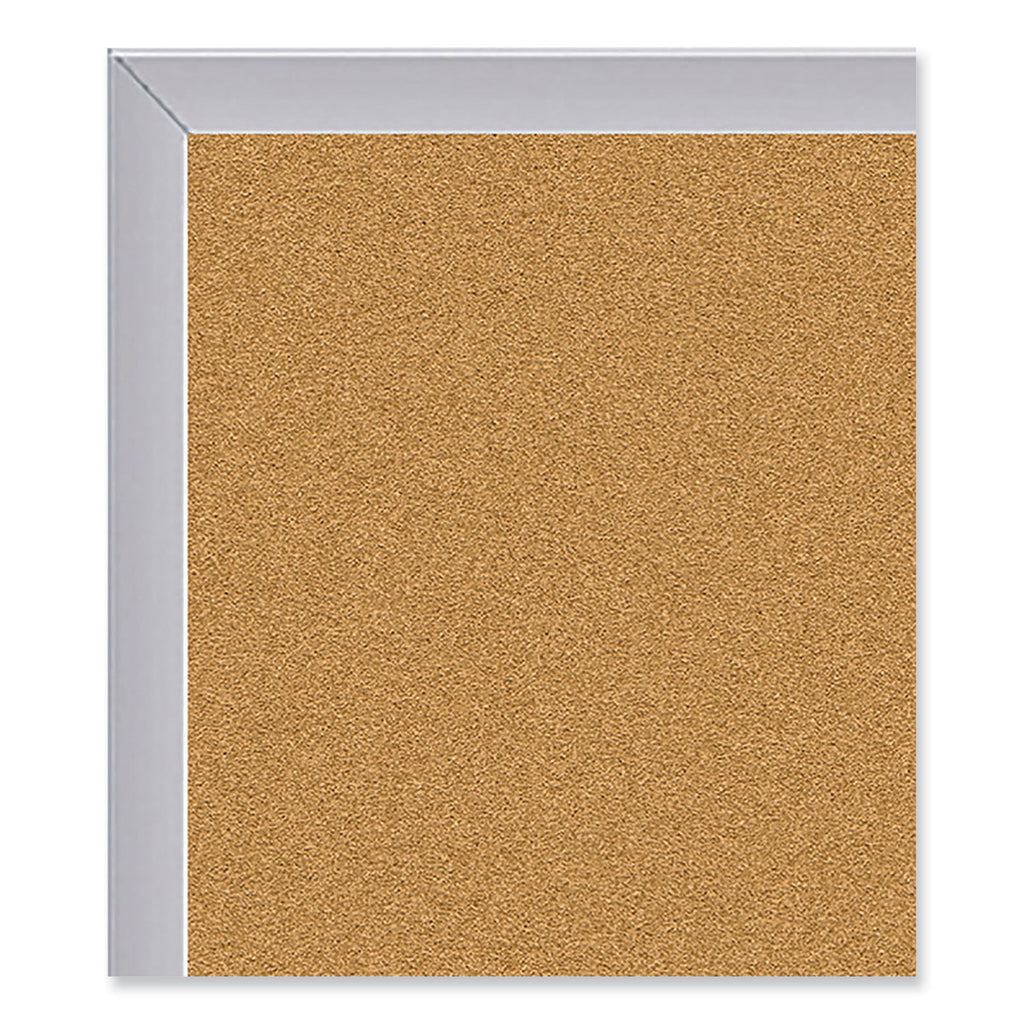 Aluminum-Frame Natural Corkboard, 24 x 18, Tan Surface, Satin Aluminum Frame, Ships in 7-10 Business Days