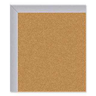Aluminum-Frame Natural Corkboard, 24 x 18, Tan Surface, Satin Aluminum Frame, Ships in 7-10 Business Days