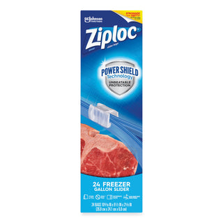 Slider Freezer Bags, 1 gal, 1.75 mil, 9.5" x 2.63" x 10.56", Clear, 24/Box