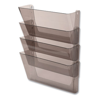 DocuPocket Stackable Four-Pocket Wall File, 4 Sections, Letter Size, 13" x 4", Smoke, Ships in 4-6 Business Days - 