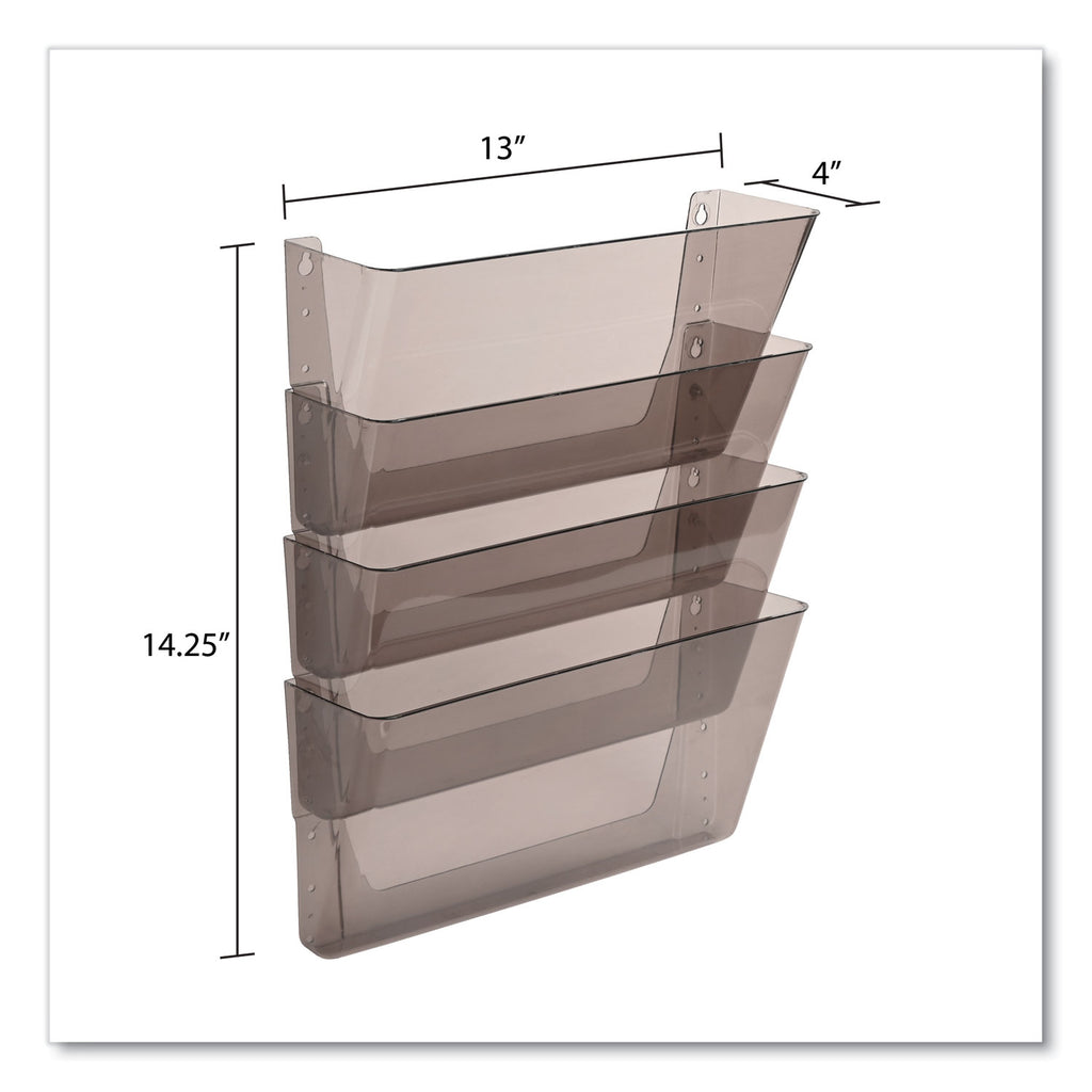 DocuPocket Stackable Four-Pocket Wall File, 4 Sections, Letter Size, 13" x 4", Smoke, Ships in 4-6 Business Days - 