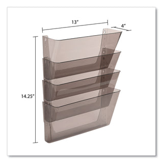 DocuPocket Stackable Four-Pocket Wall File, 4 Sections, Letter Size, 13" x 4", Smoke, Ships in 4-6 Business Days - 
