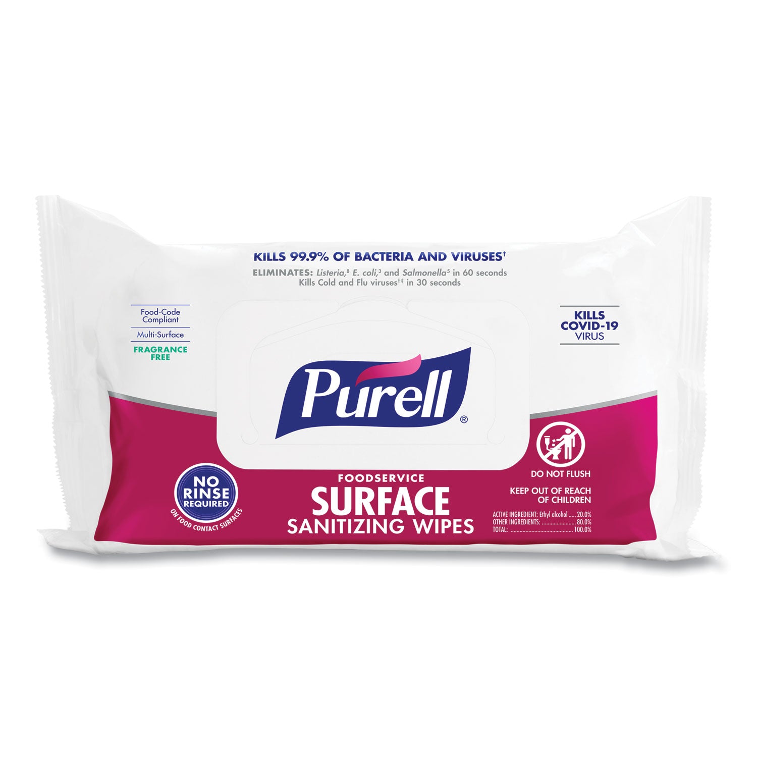 foodservice-surface-sanitizing-wipes-1-ply-74-x-9-fragrance-free-white-72-pouch-12-pouches-carton_goj937112ct - 1
