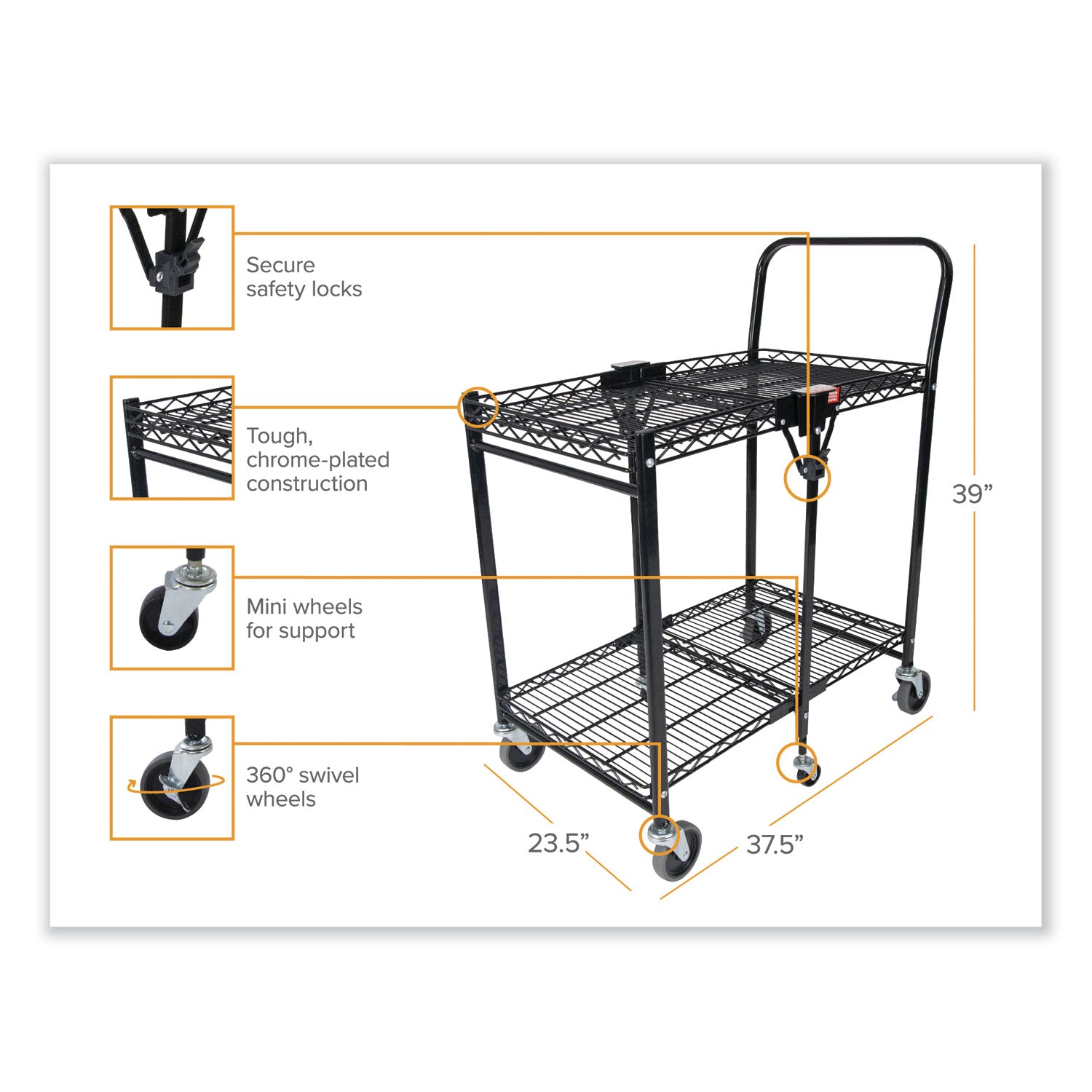 stowaway-folding-carts-metal-2-shelves-250-lb-capacity-35-x-3725-x-22-black_bosbsaclgblk - 2